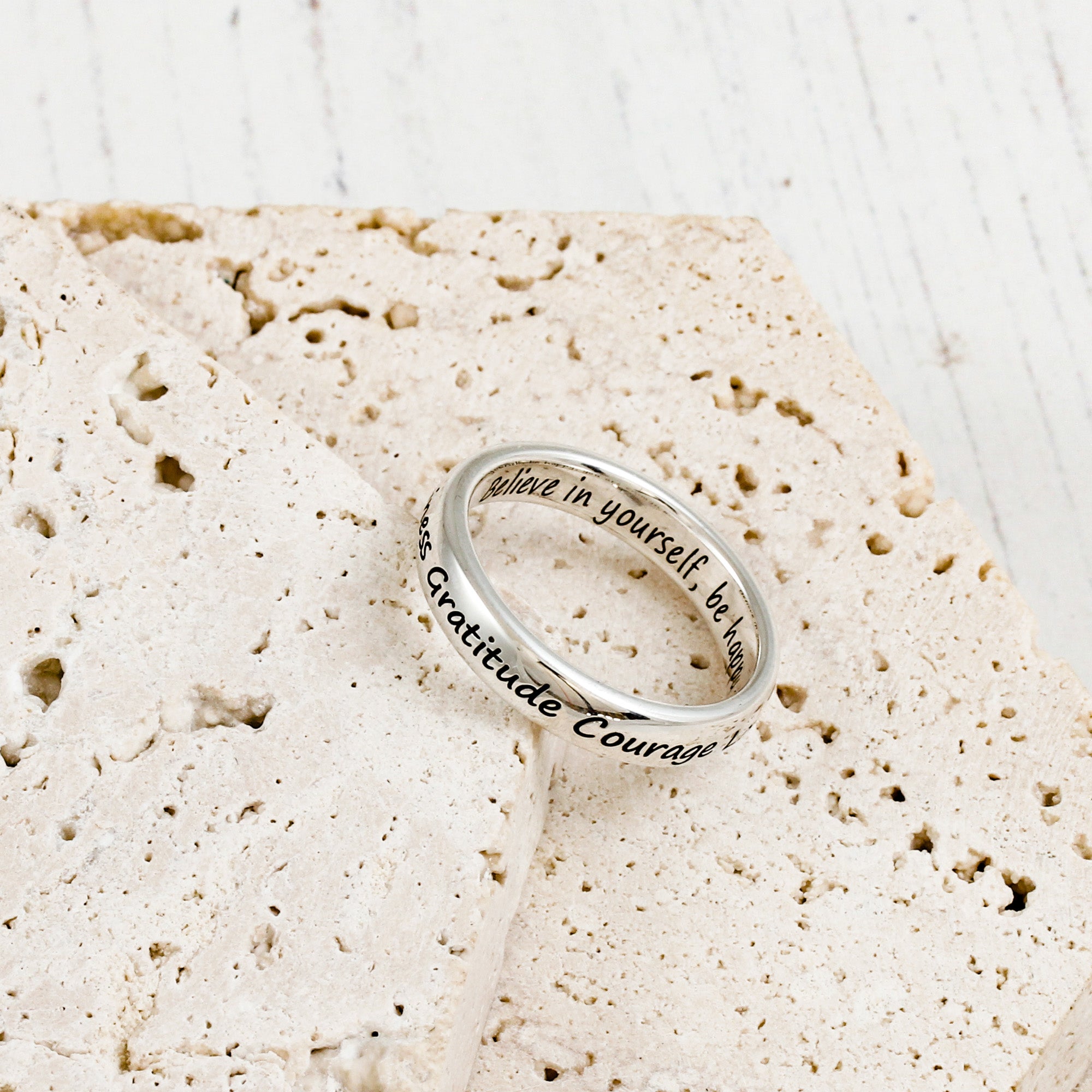 silver engraved ring band