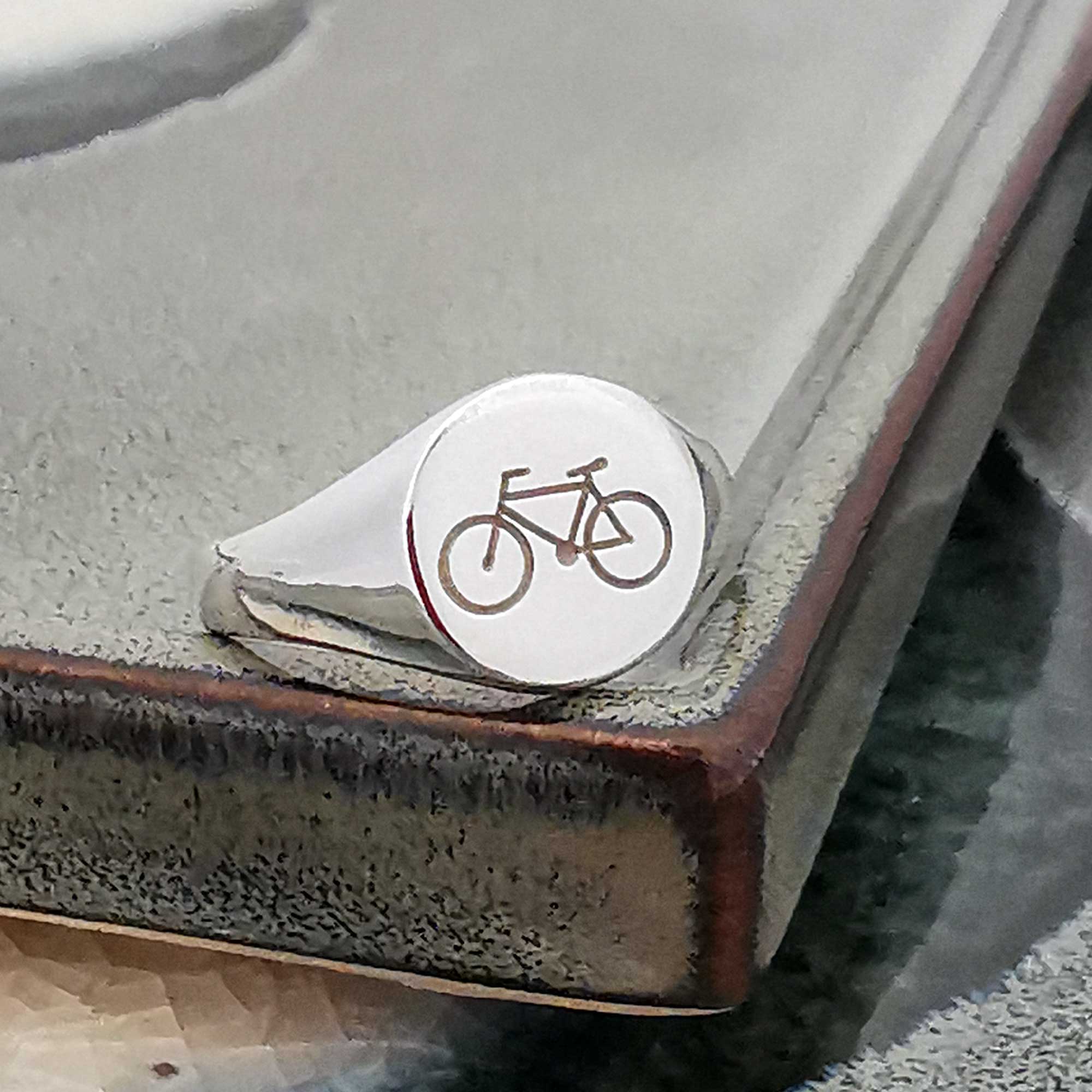 bike bicycle silver signet ring for men cyclist gift