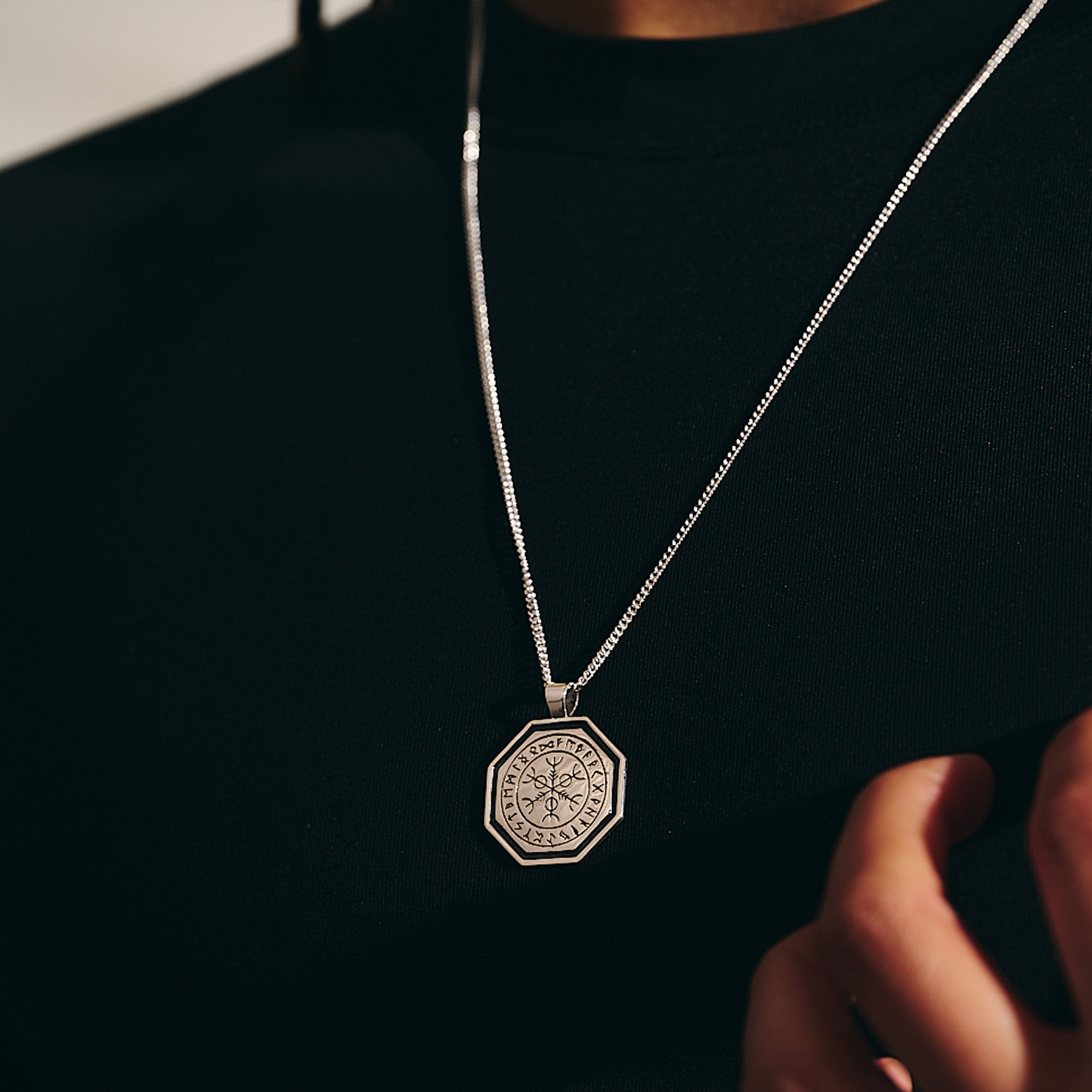 Octagon Vegvisir Viking Runes Pendant – Sterling Silver - Off The Map ...