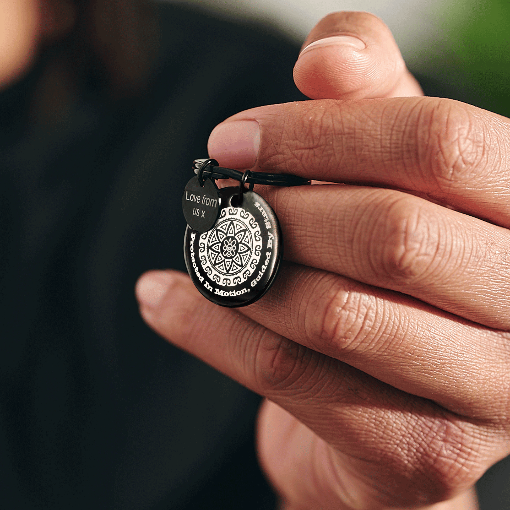 ollin mandala good luck steel keyring gift for men