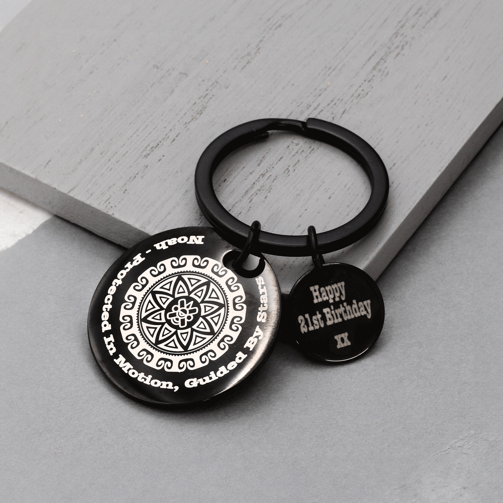 ollin mandala good luck steel keyring gift for men
