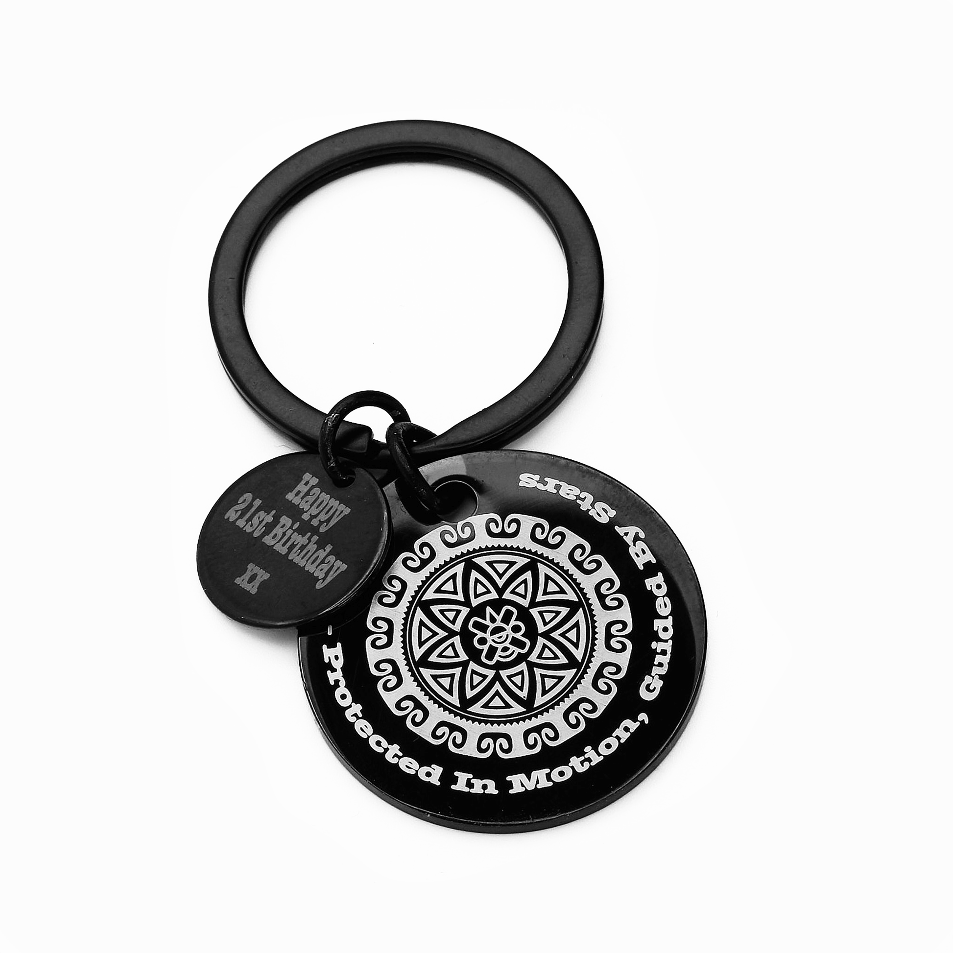 ollin mandala good luck steel keyring gift for men