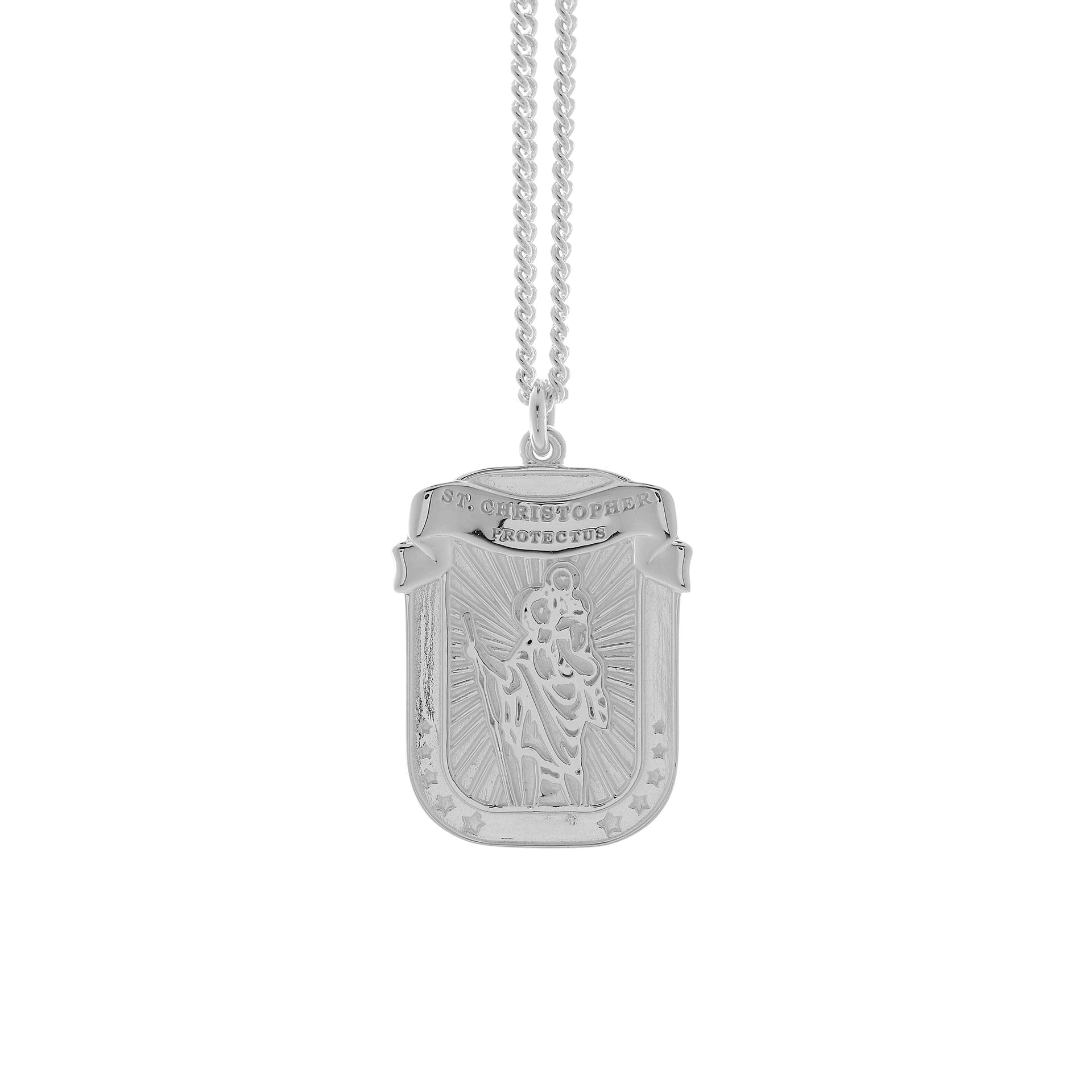 polished silver protectus latin St Christopher necklace