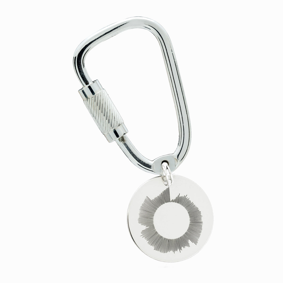 personalised our song wave silver carabiner style keyring round 20mm