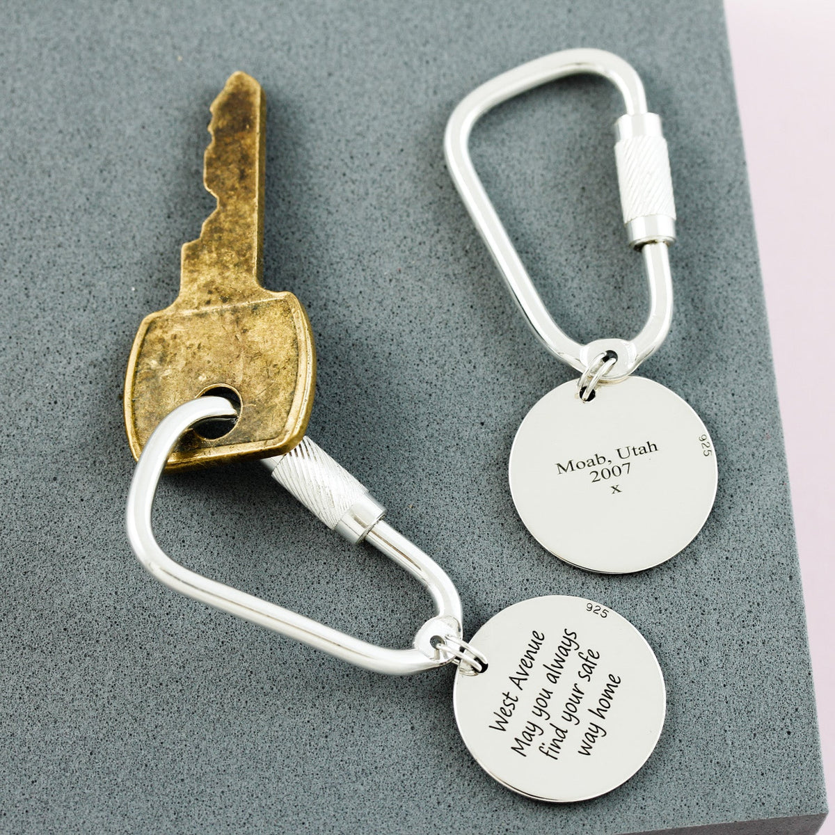 custom silver street map keyring back engraving