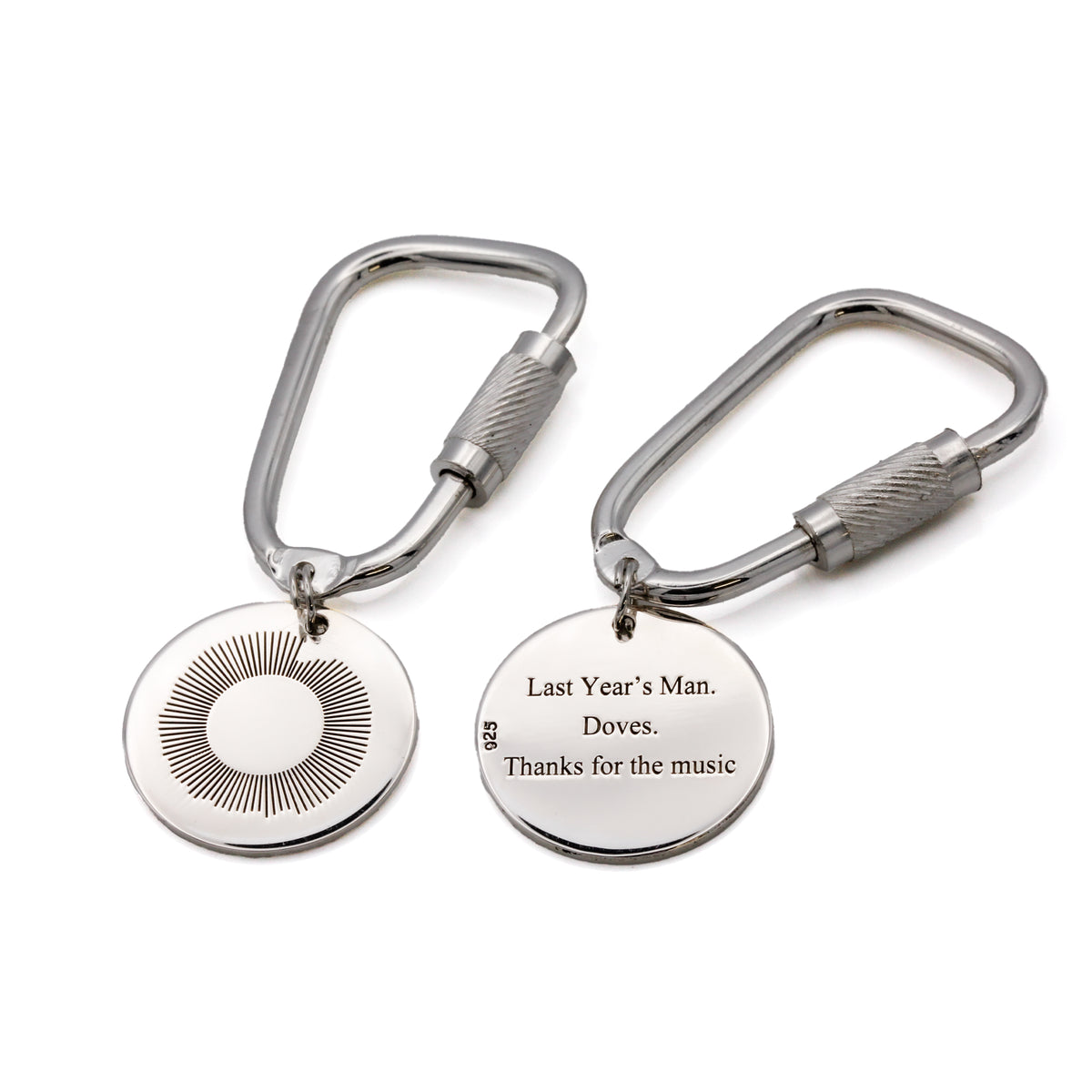 personalised our song wave silver carabiner style keyring