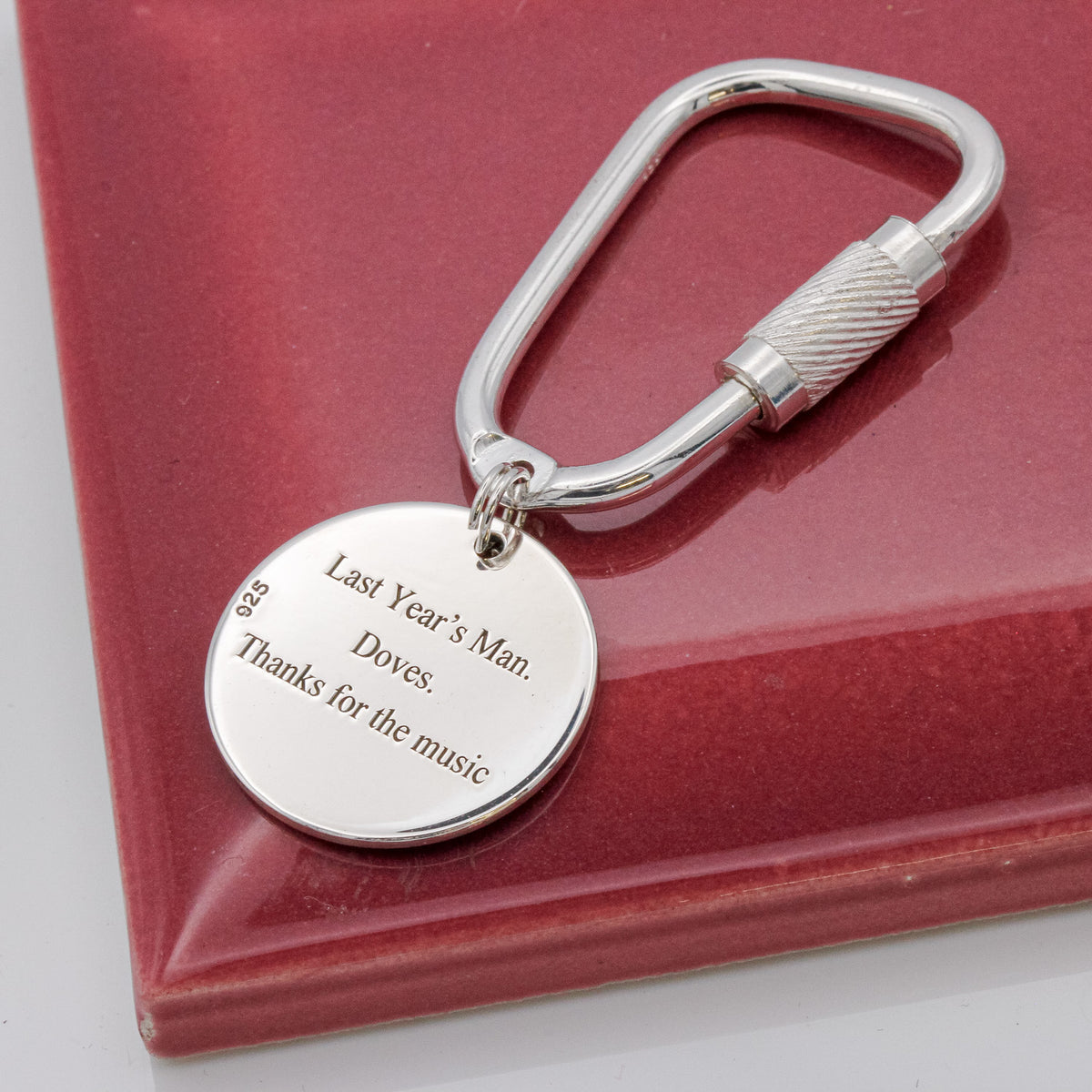 personalised our song wave silver carabiner style keyring The Doves