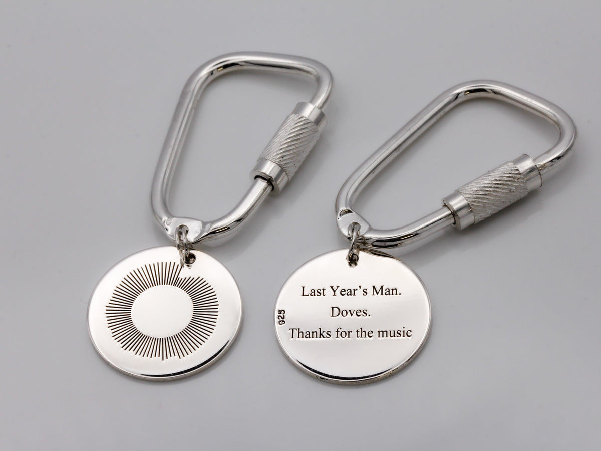 Personalised Song Wave Solid Silver Carabiner Keyring