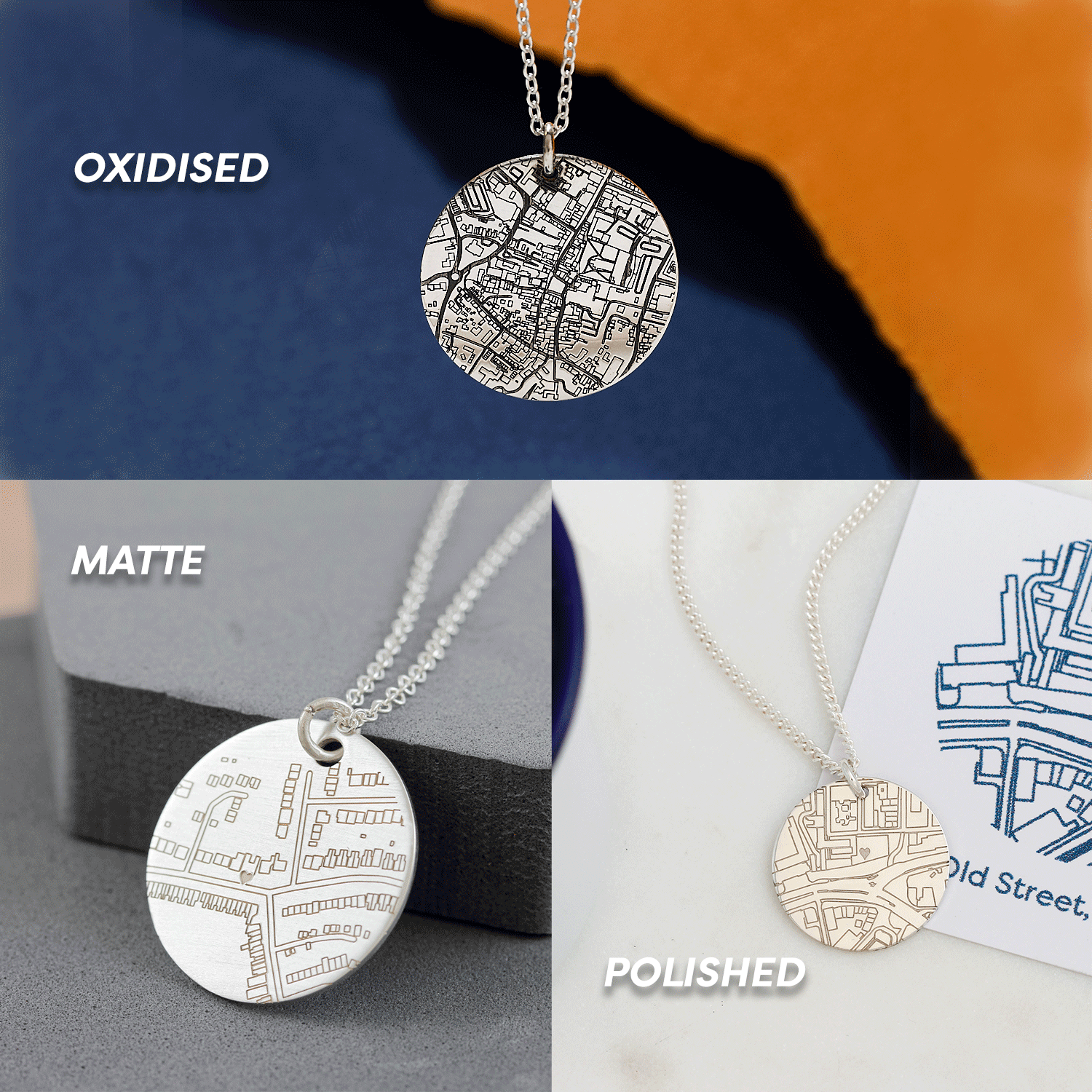 custom street map necklaces finish