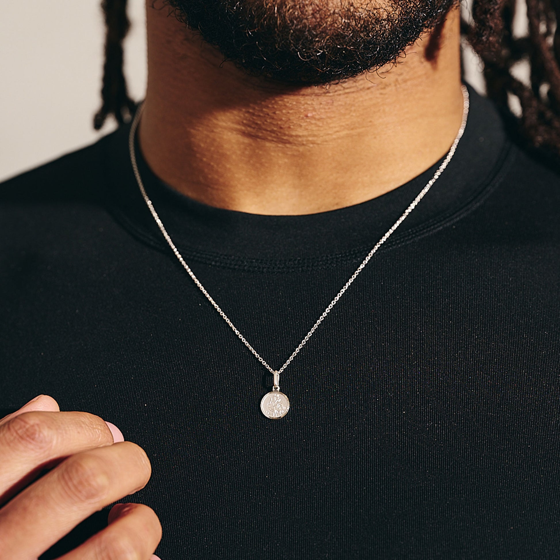 Classic Tiny St Christopher Necklace Sterling Silver 10mm – Off