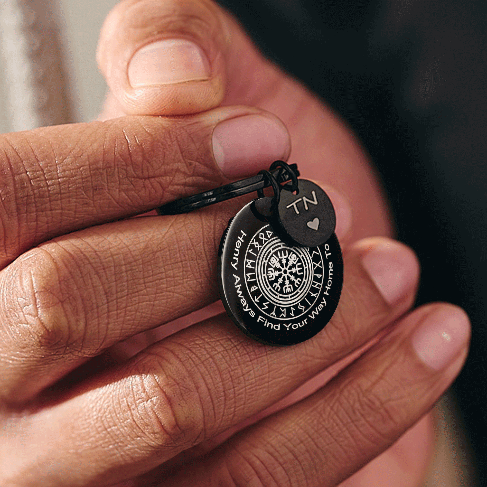 viking vegvisir mandala travel rune personalised keyring gift for traveller