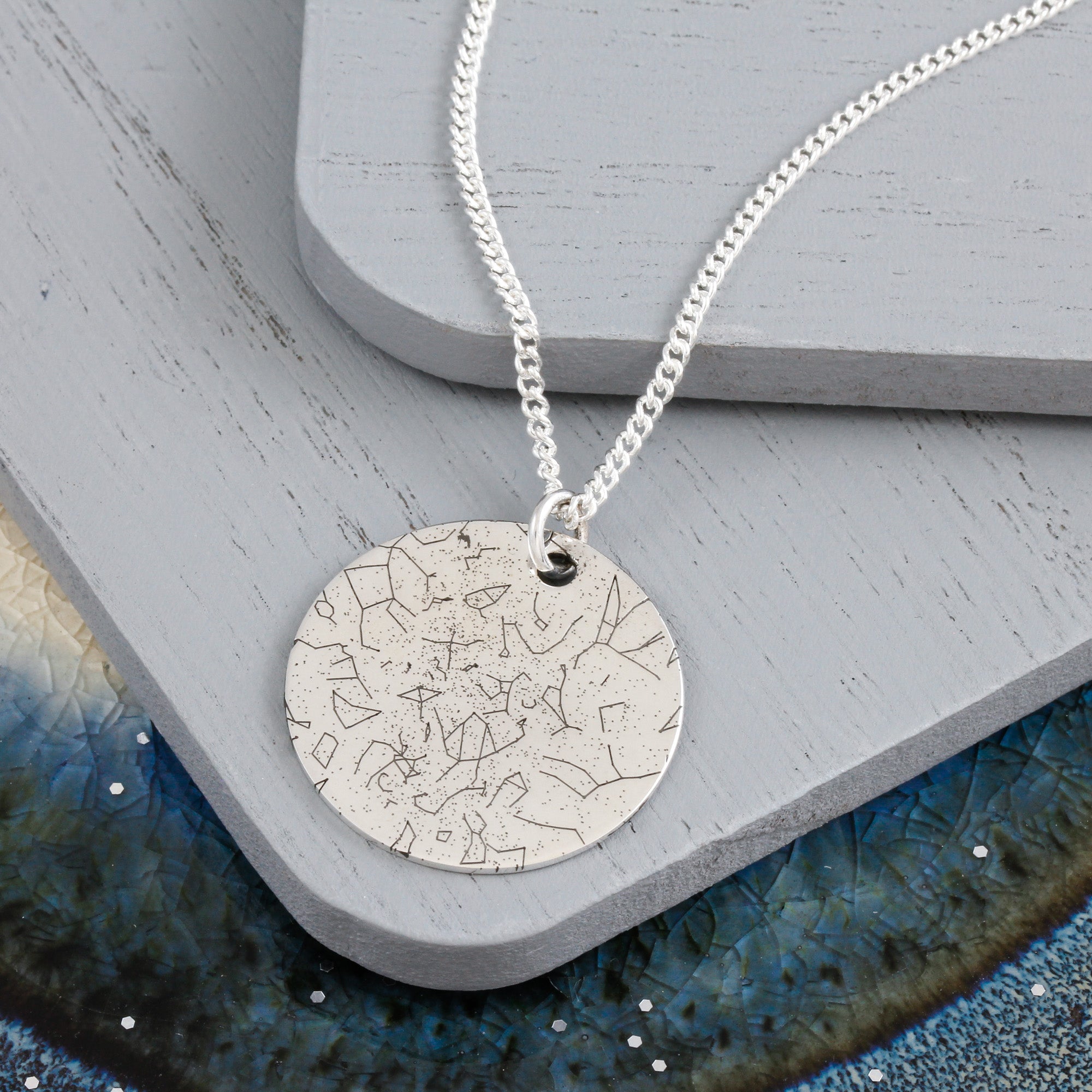 Bespoke Star Map Constellation Necklace - 25mm Disc - Necklaces from Off The Map Jewellery