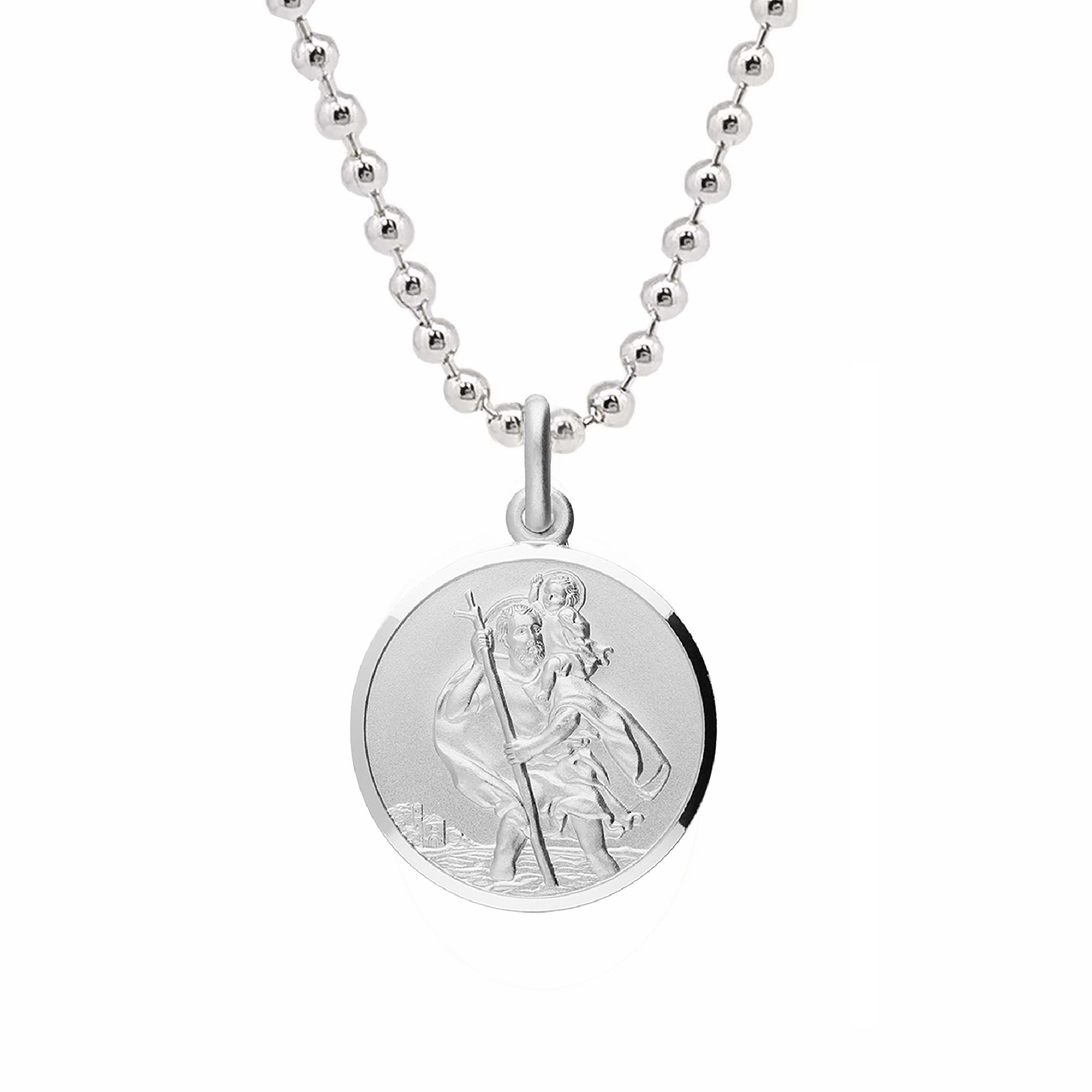 Classic St Christopher Necklace Chunky Sterling Silver 20mm