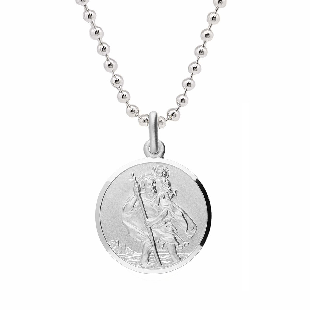 Classic St Christopher Necklace Chunky Sterling Silver 24mm