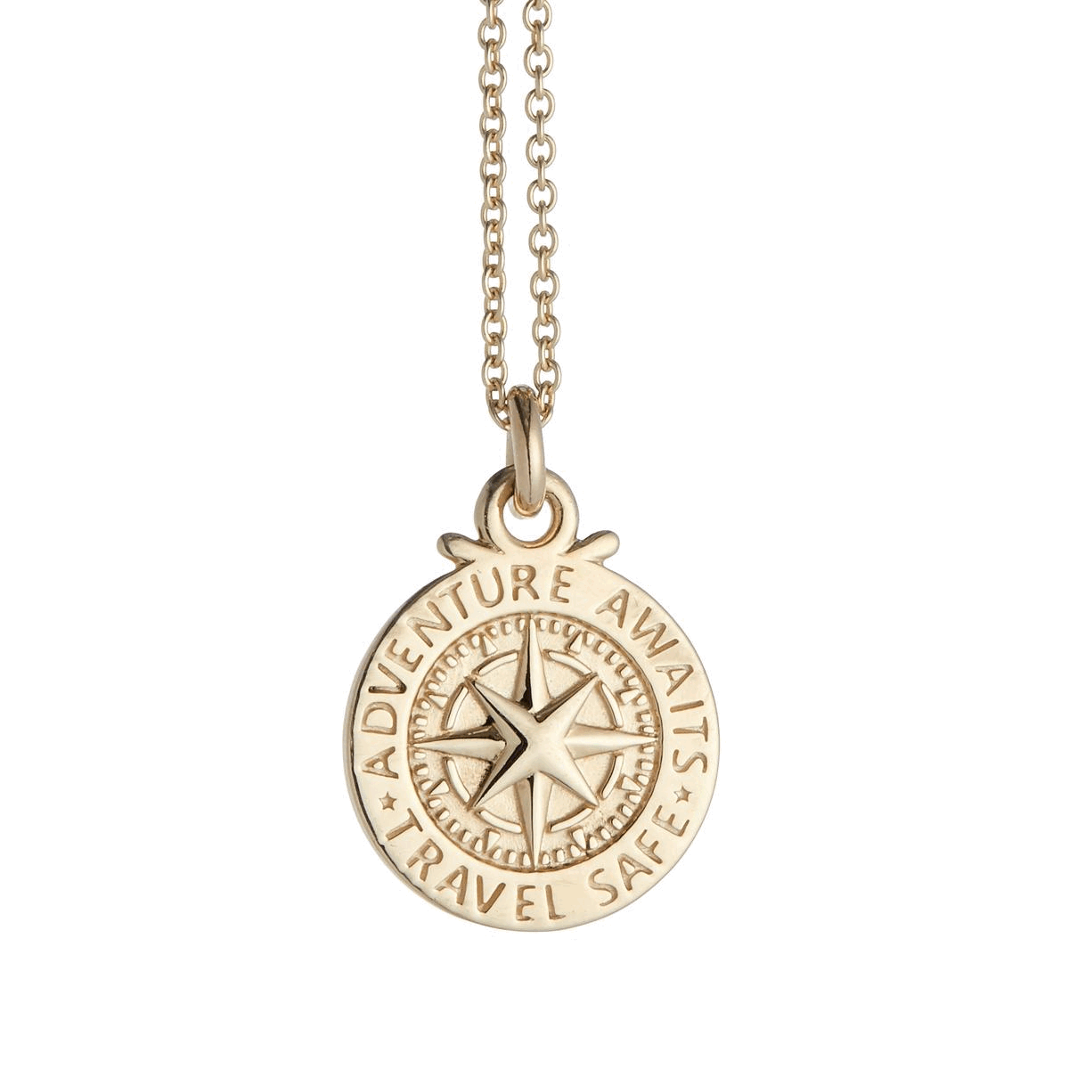 Solid gold compass pendant deals