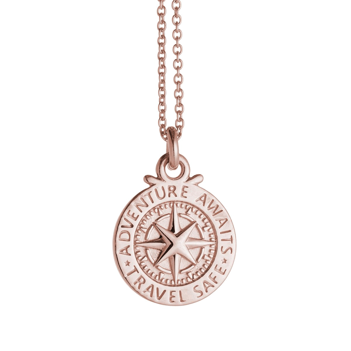solid rose gold compass saint christopher necklace for women