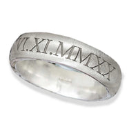 solid silver mens roman numerals silver ring engraved custom date birthday wedding day