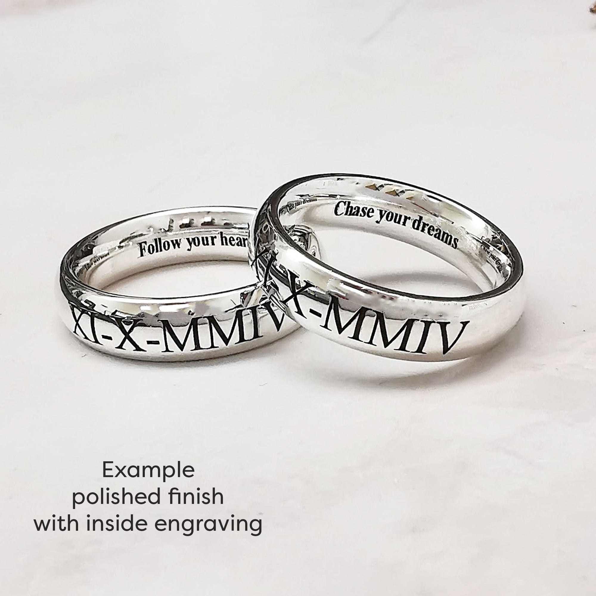 Roman Numerals 6mm Silver Ring