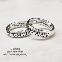 Roman Numerals 6mm Silver Ring