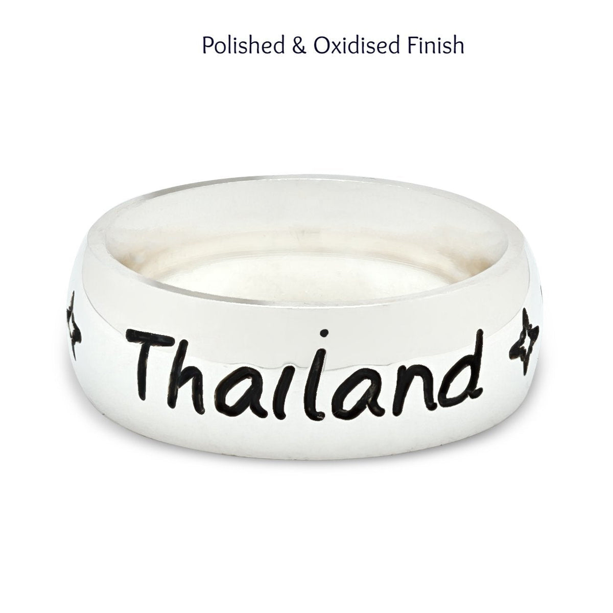 Unusual travel gift for someone going to Thailand, engraved silver mens womens ring