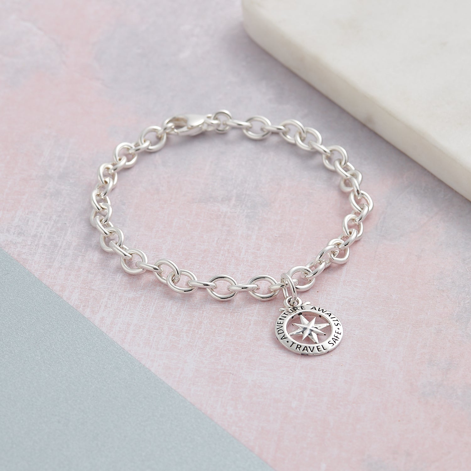 Compass outline travel safe charm off the map jewellery saint christopher alternative
