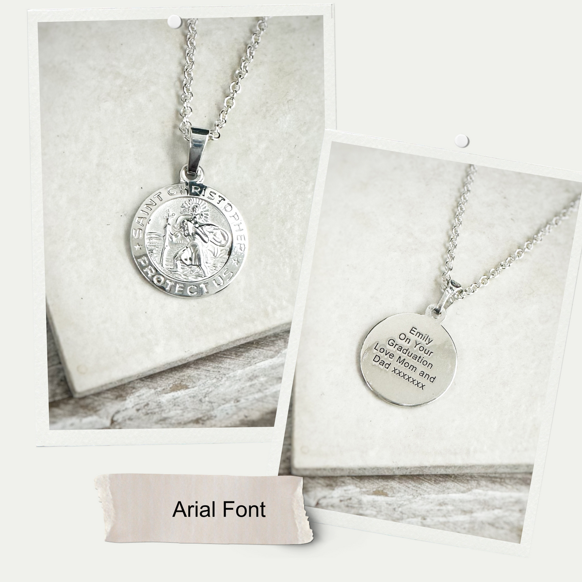 small polished saint christopher necklace engraved on the back gift for graduation 