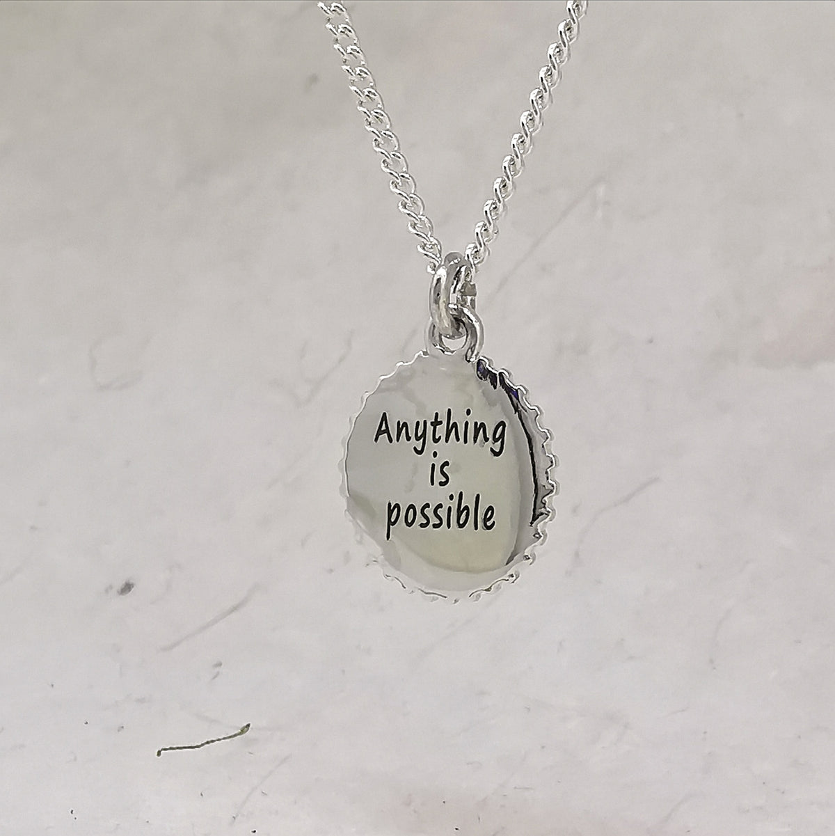 anything is possible quote triathlon engraved gift cog shaped swim bike run pendant