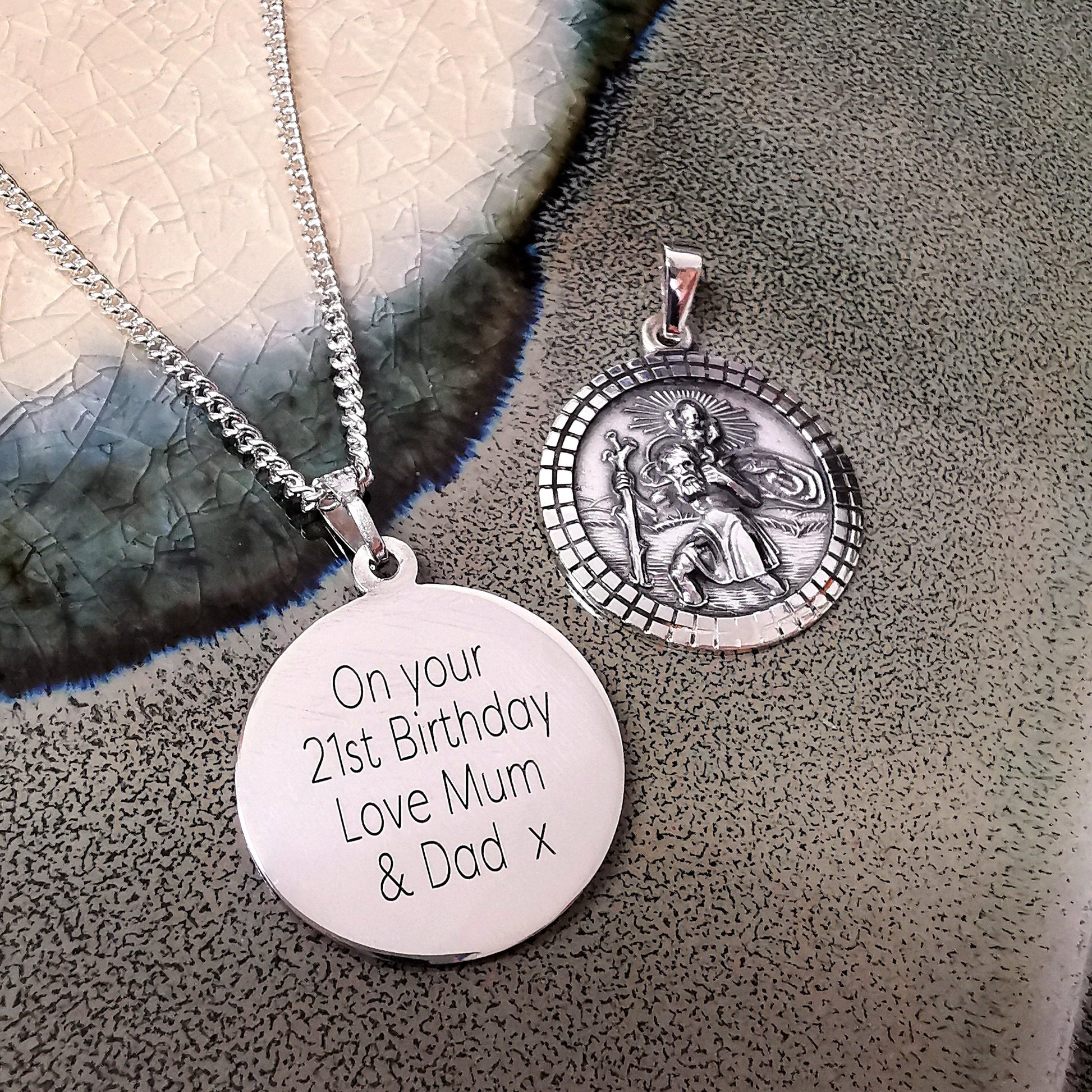 mens 21st birthday 18th birthday saint christopher gift love mum & dad