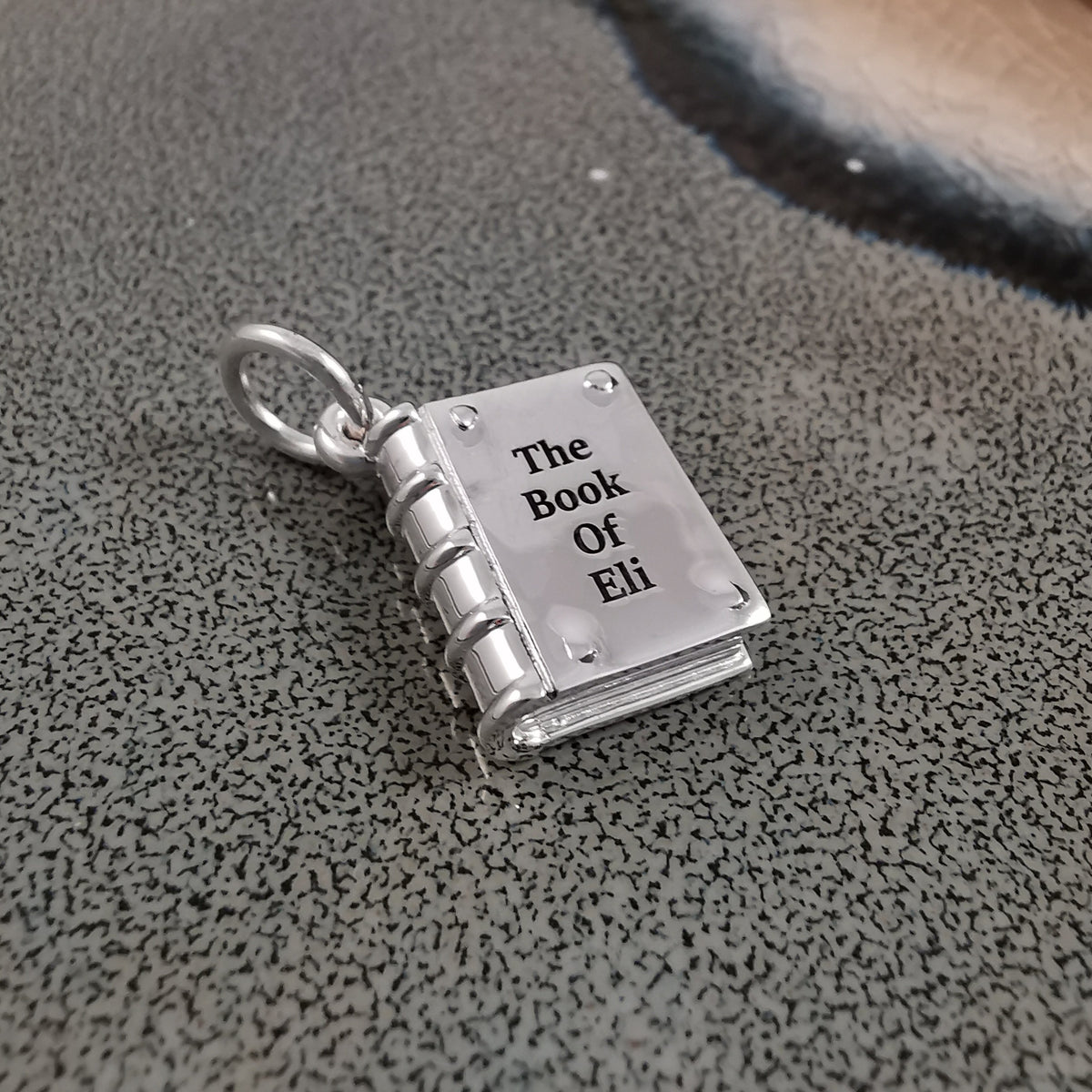 the book of eli personalised engraved silver book charm