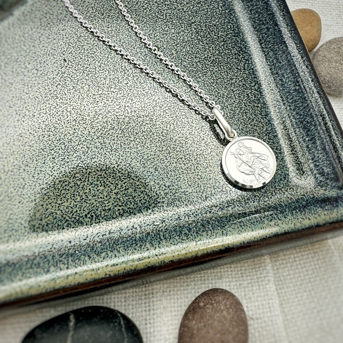 tiny 10mm small silver saint christopher necklace
