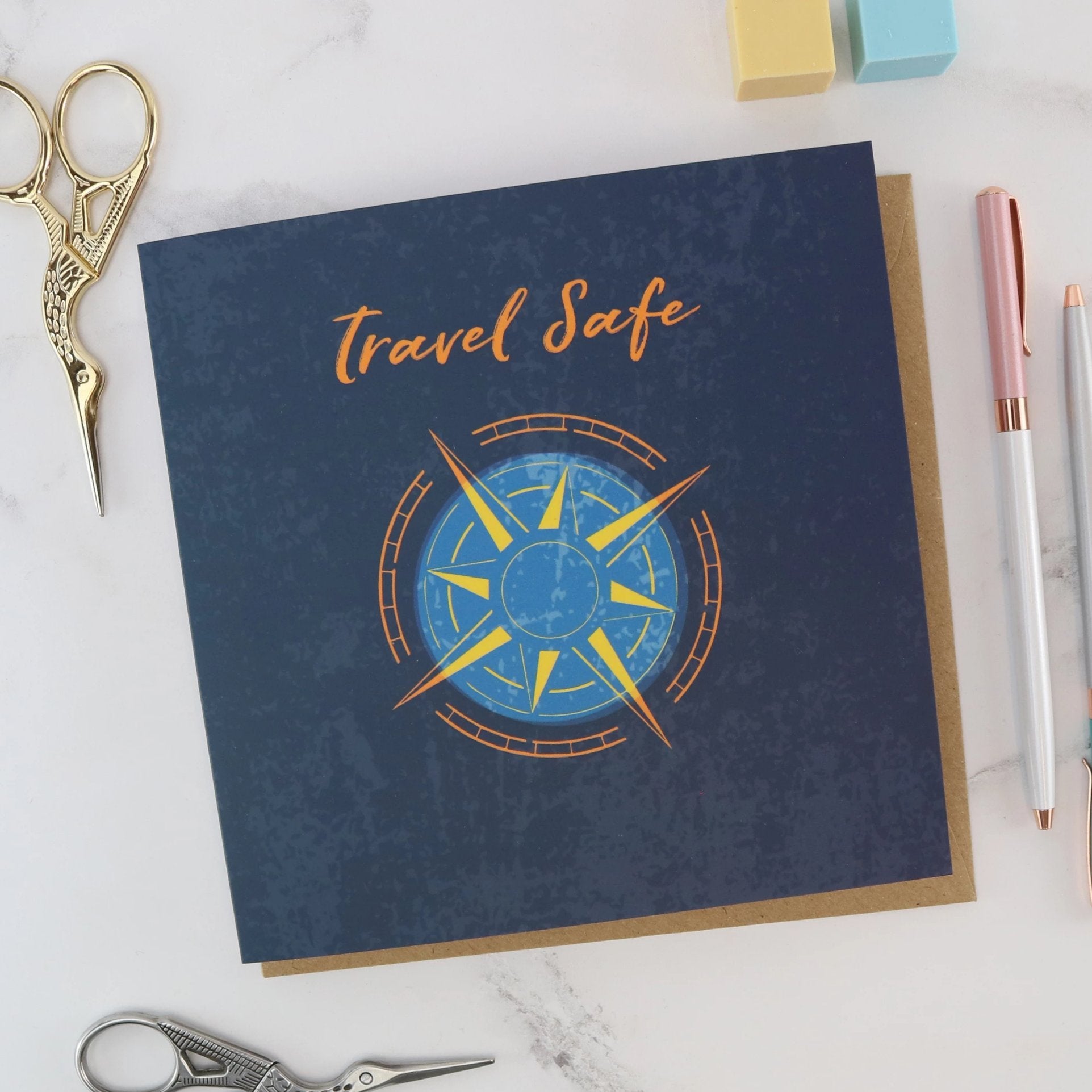 Good luck traveller gift card compass design