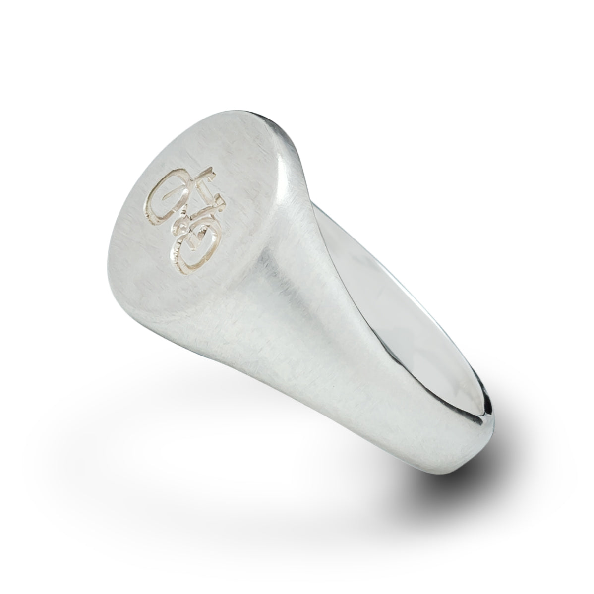 Silver Cyclist Signet Ring for men and women engraved with bike symbol Matte Finish from Off The Map Brighton
