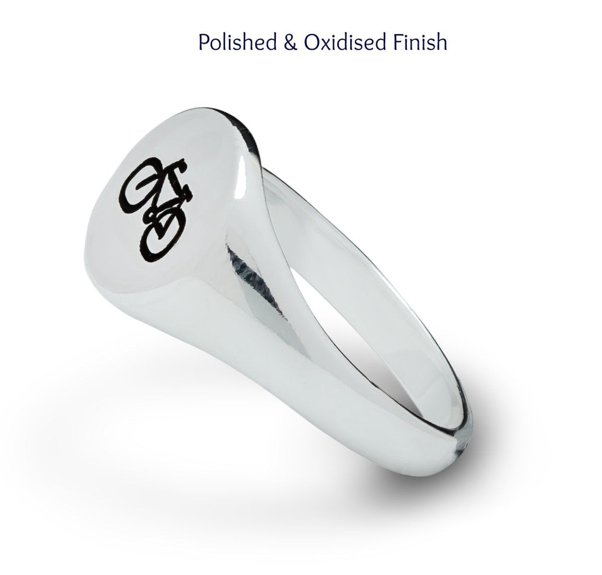 Silver Cyclist Signet Ring for men and women engraved with bike symbol from Off The Map Brighton