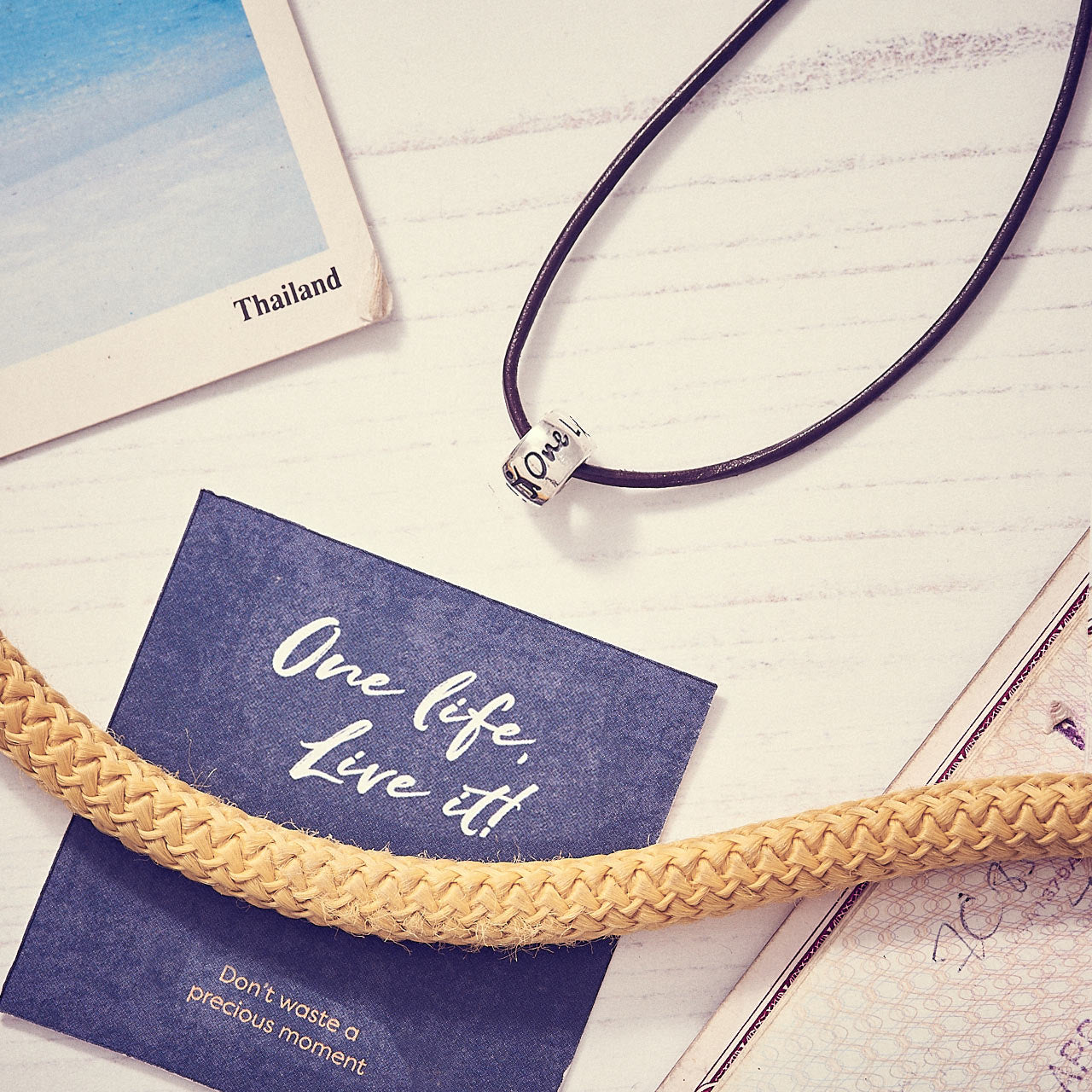 One Life, Live It! men's leather necklace for travellers