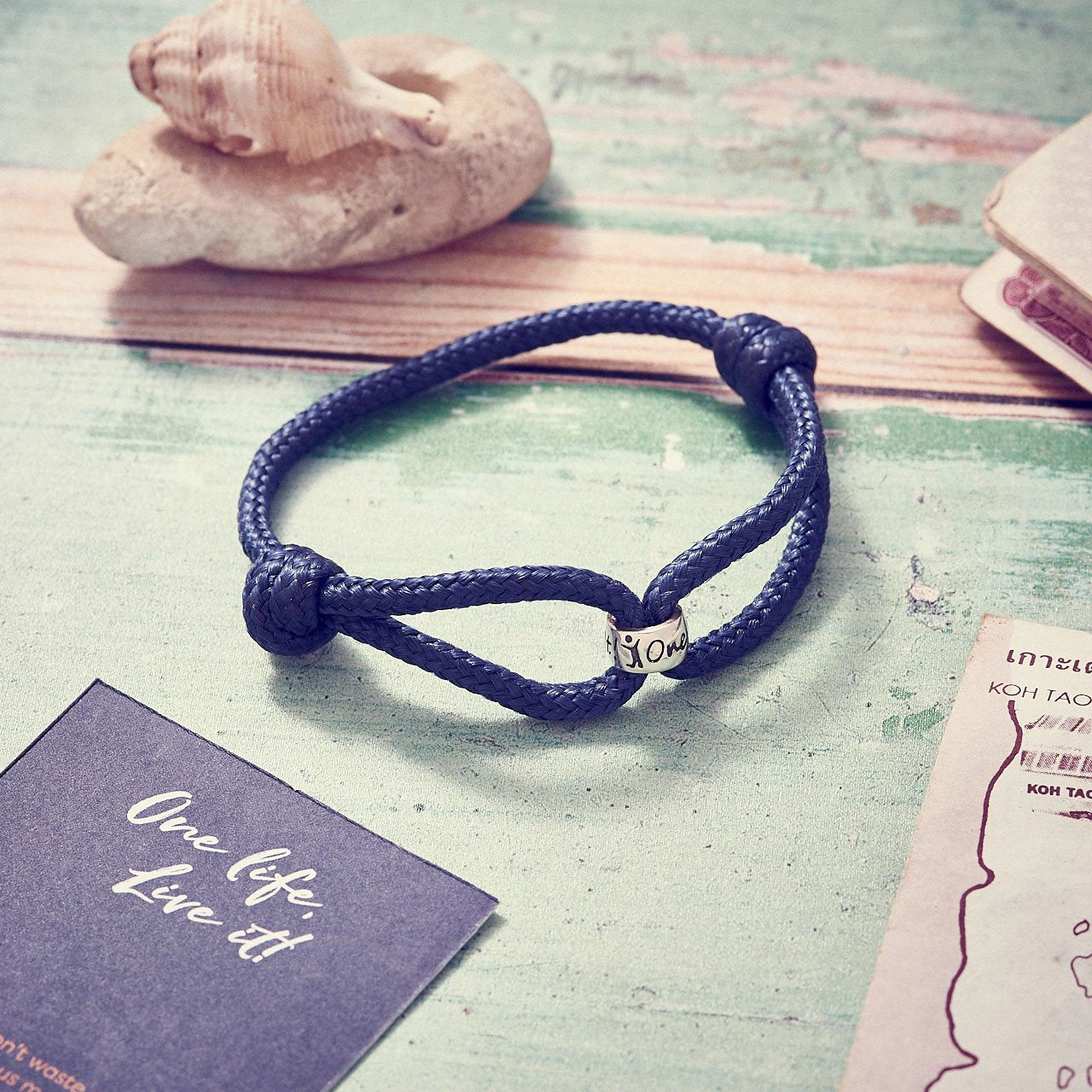 One Life Live It blue paracord bracelet gift for men going traveling