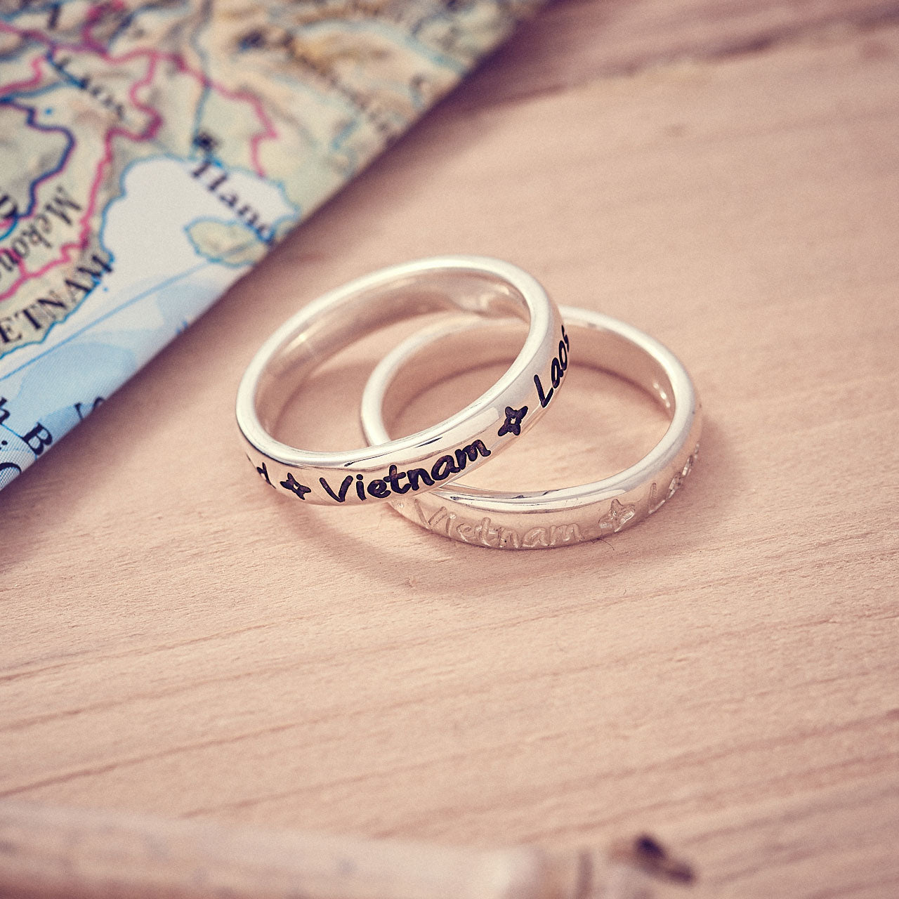 Round The World Personalised Travel Ring, unusual gift for a friend going travelling
