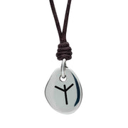 Travel Rune Aligz Protection - Silver & Leather pendant for men & women - ideal travel gif