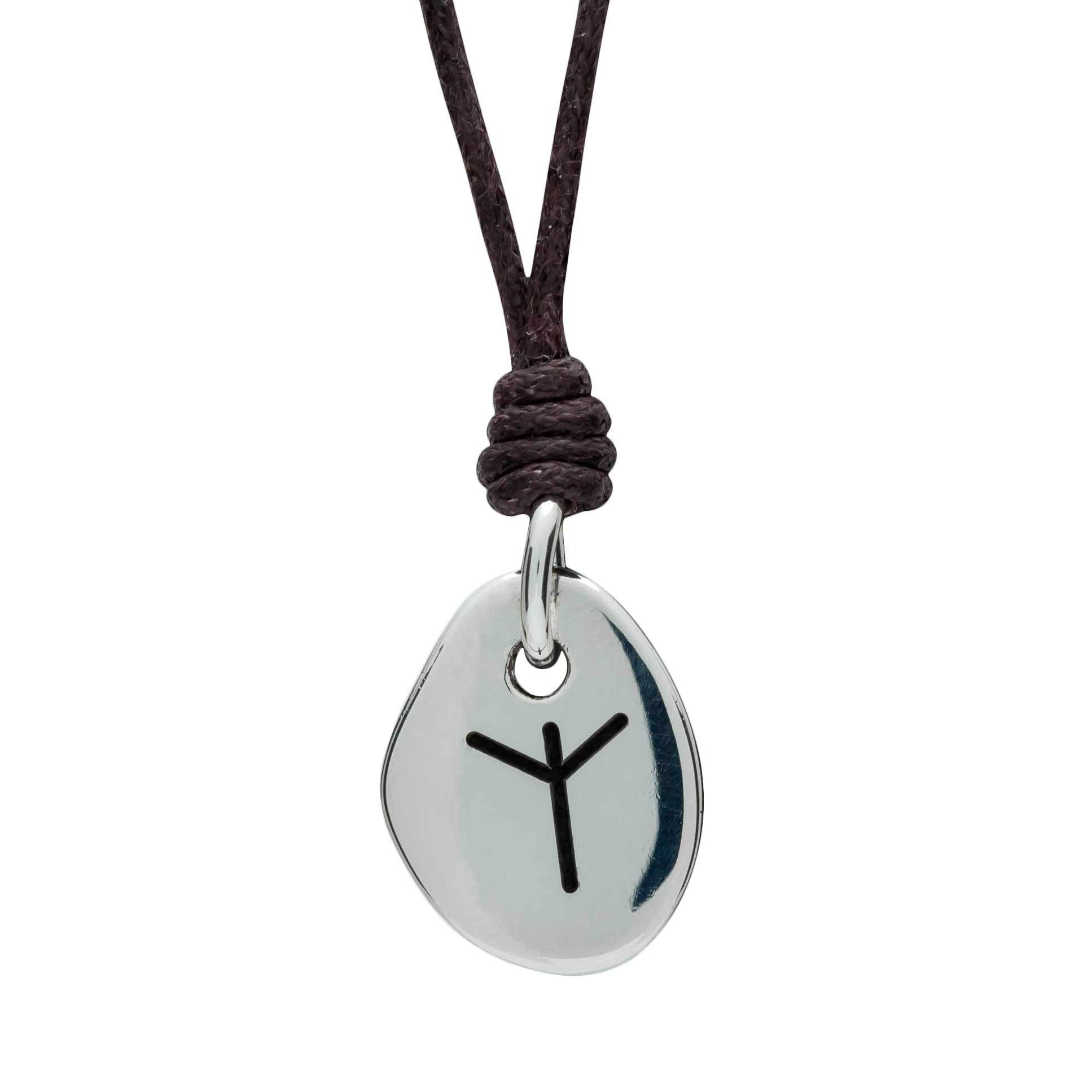 Travel Rune Aligz Protection - Silver & Leather pendant for men & women - ideal travel gif