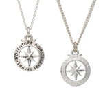 Travel Safe Outline Compass Small St Christopher Silver Necklace - Necklaces from Off The Map Jewellery