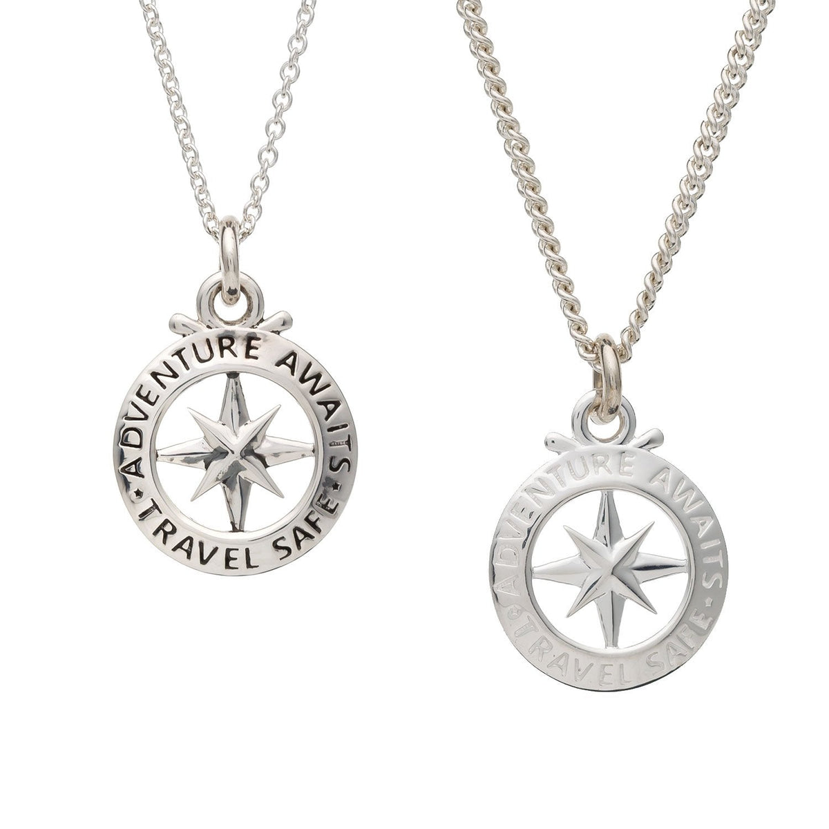Small man&#39;s compass necklace alternative to a St Christopher travel gift from Off The Map Jewellery