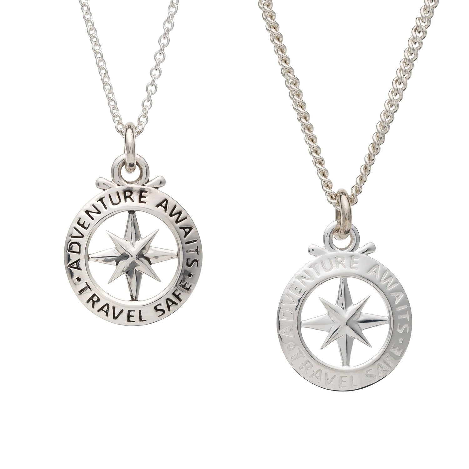 Small man's compass necklace alternative to a St Christopher travel gift from Off The Map Jewellery