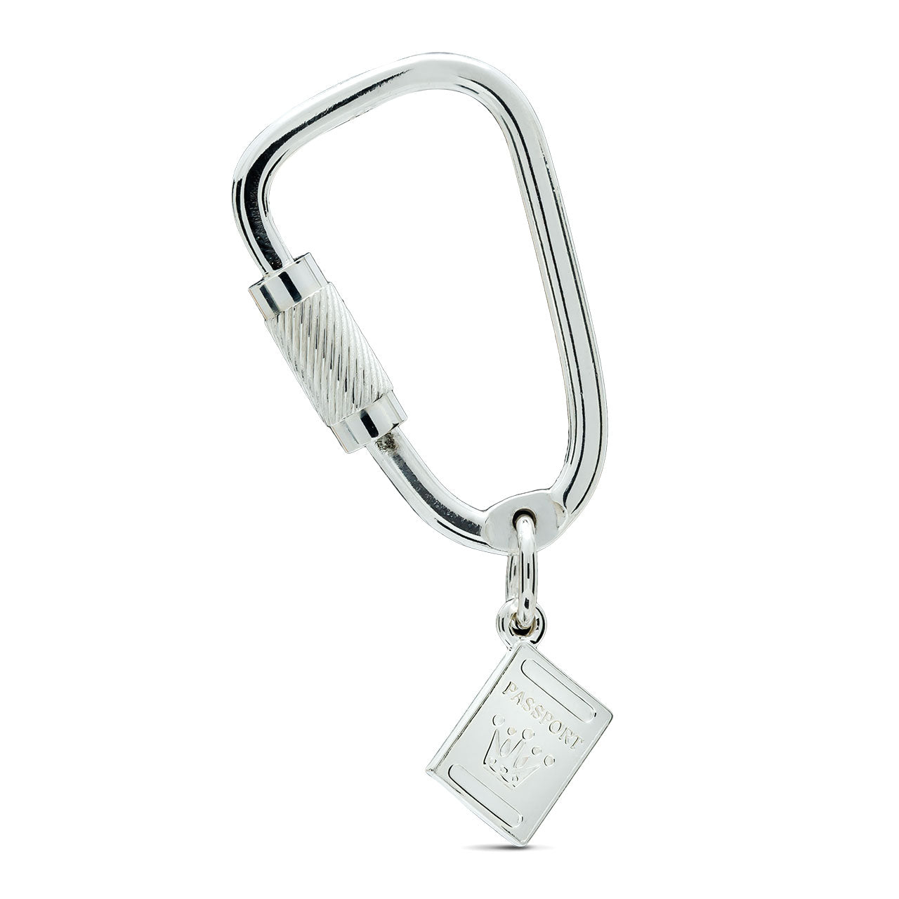 Passport Climbing Carabiner Silver Key Ring - gift for climbers travellers and world explorers