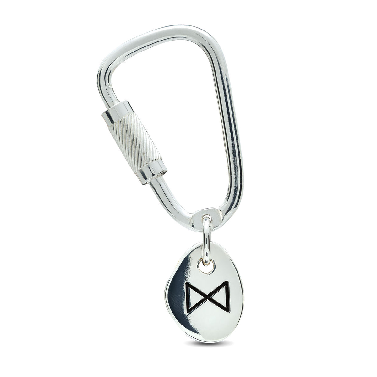 Travel Rune Lucky Silver Keyring with working silver Carabiner Climbing lock from Off The Map Jewellery Brighton