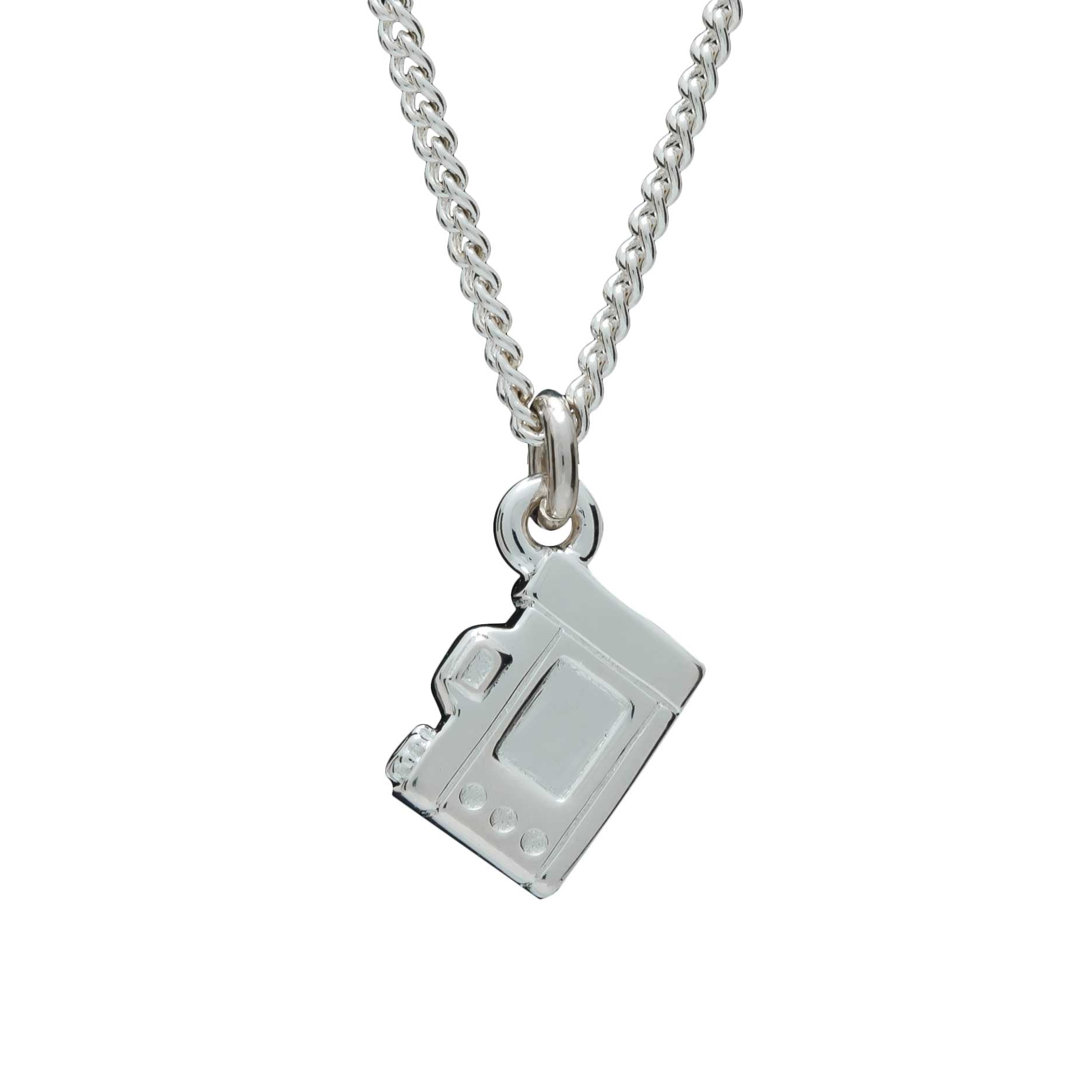 Camera Silver Necklace - Vintage SLR Camera Pendant screen side curb chain