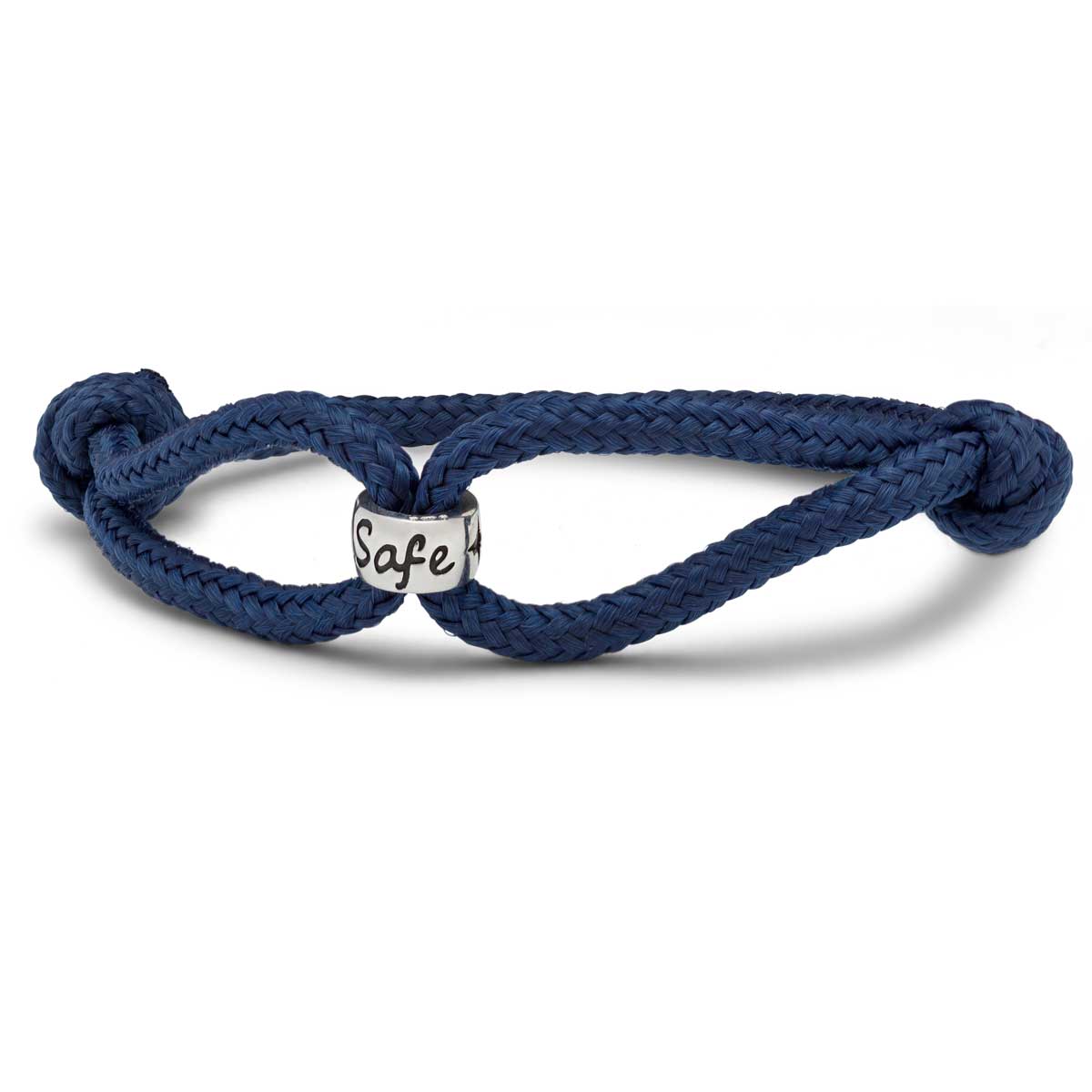 Travel Safe Vegan Paracord Silver Charm Bracelet for men & women - alternative to a St Christopher bracelet from Off the Map Jewellery