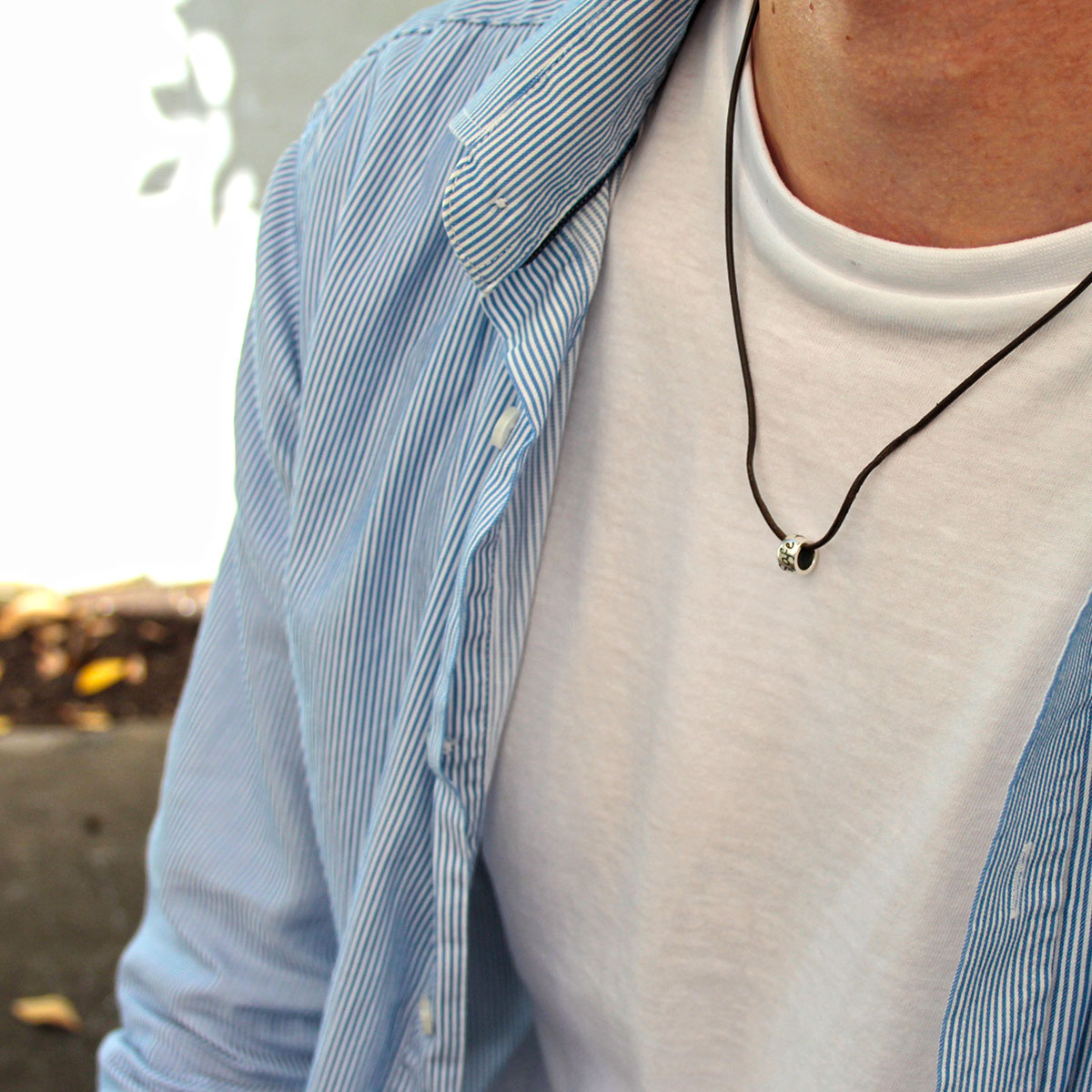 Travel Safe Silver & Leather Necklace for men & women - gift for someone going travelling