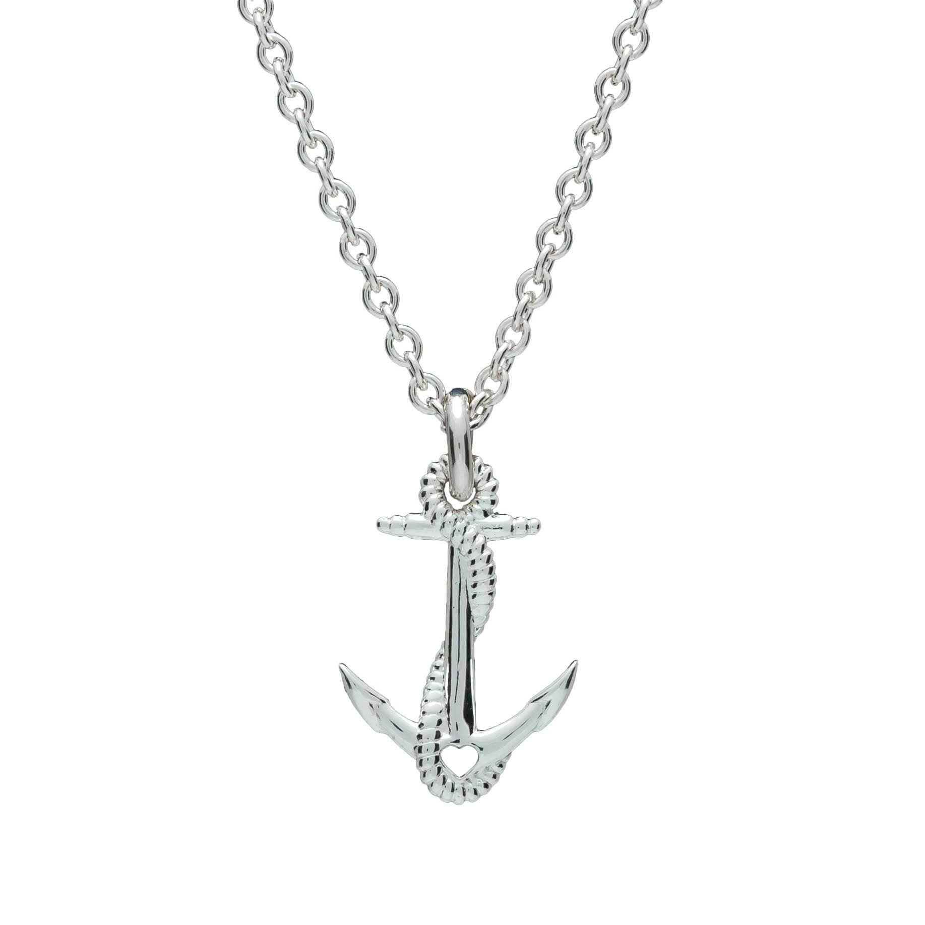 Anchor Solid Silver Womens Necklace Trace Chain