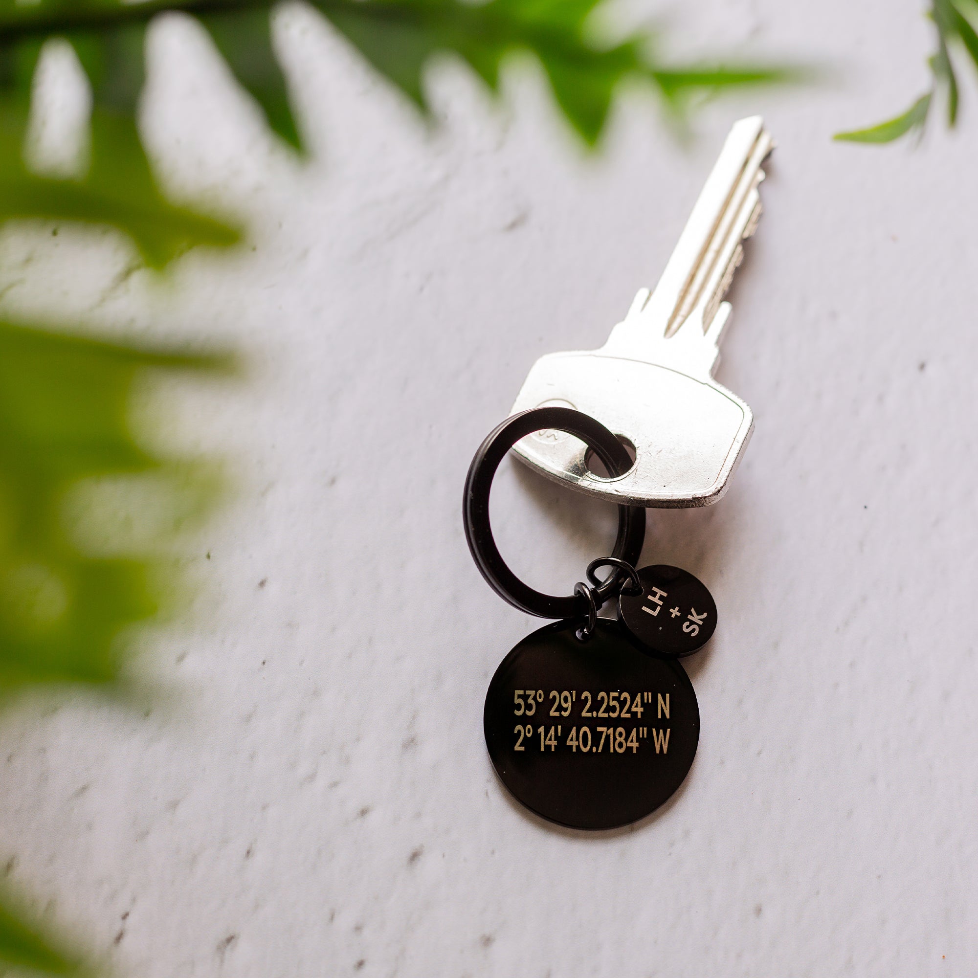 Personalised Coordinates Black Steel Keyring