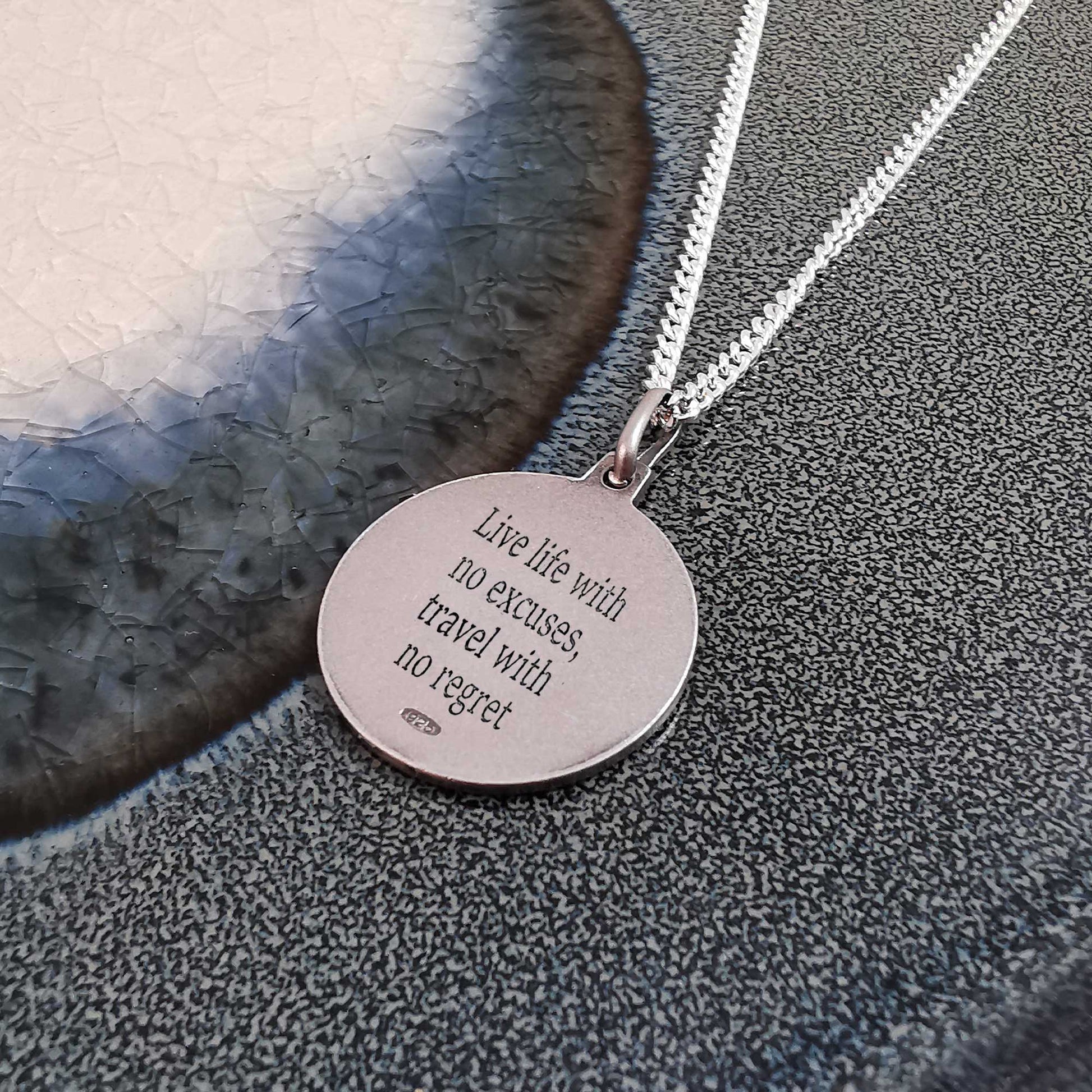 engraved saint christopher necklace back