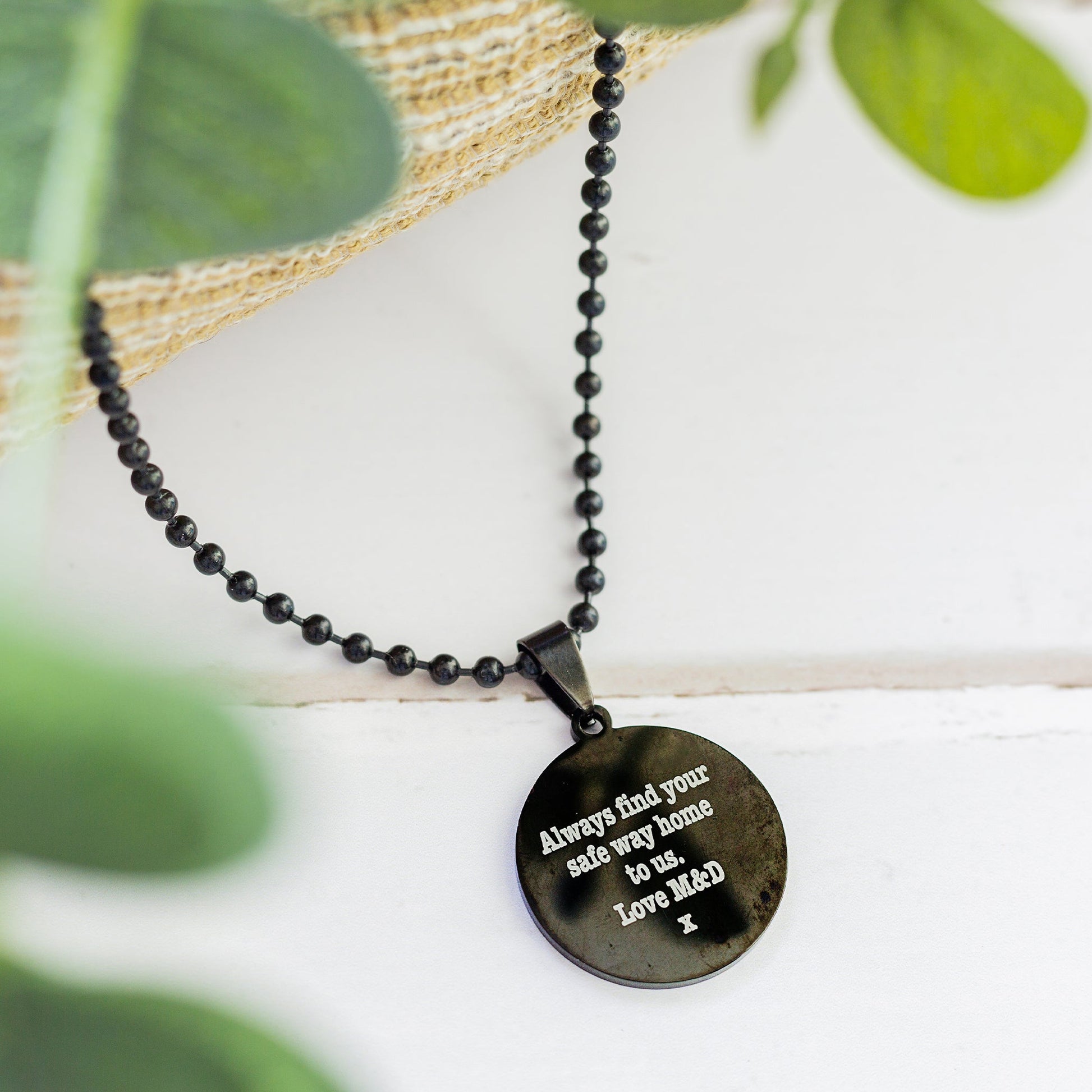 black steel custom location compass necklace for men off the map jewellery